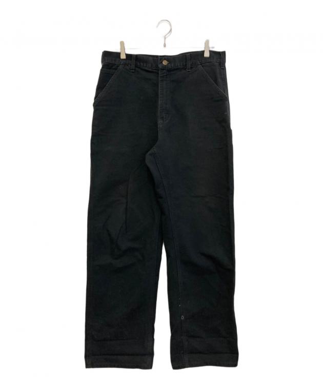 カーハートブラックペインターパンツC1025レザーロゴ黒ワイドw42アメリカ古着 中古・古着通販】CarHartt (カーハート) ペインターパンツ ブラック