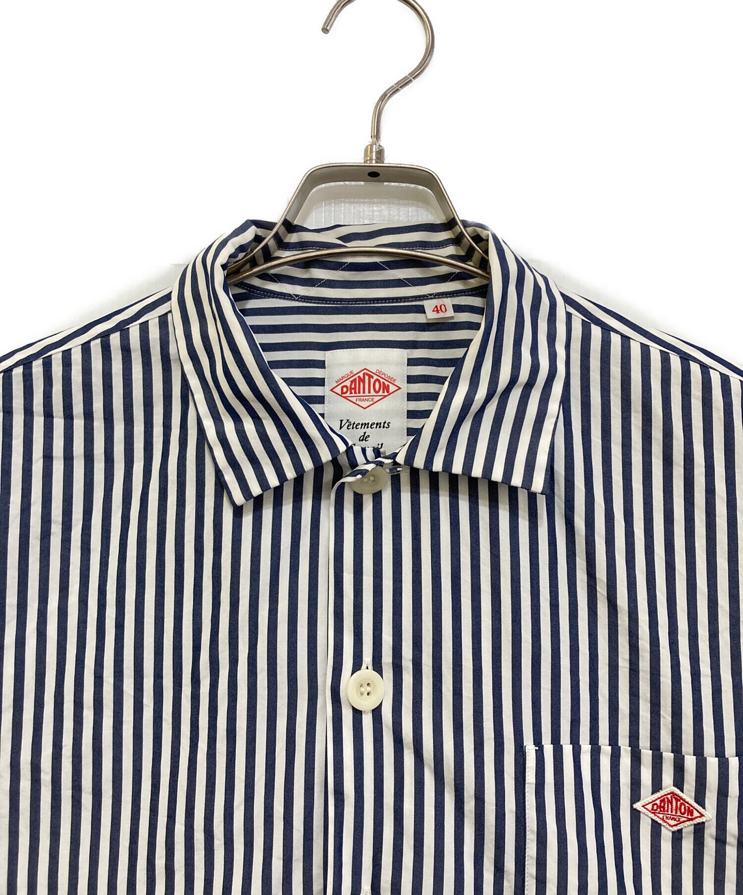 中古・古着通販】DANTON (ダントン) コットンストライプ 半袖ワイド