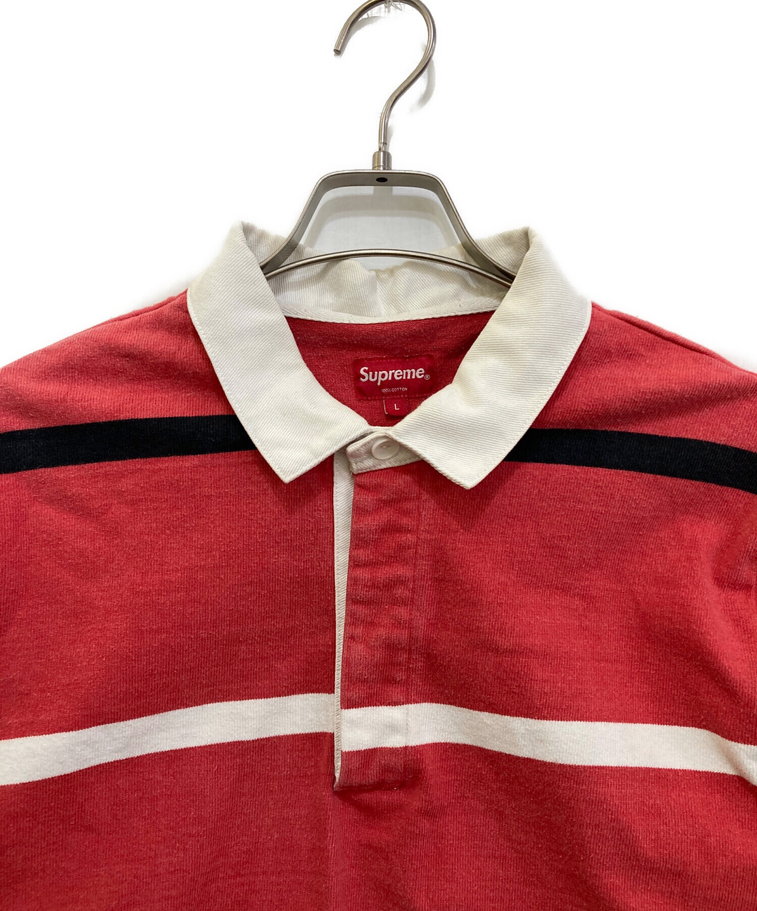 中古・古着通販】SUPREME (シュプリーム) stripes rugby レッド サイズ