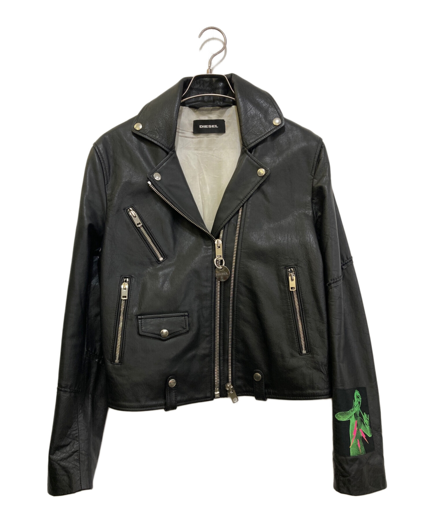 【中古】【Lサイズ】DIESEL ディーゼル レザージャケット ライダース 中古・古着通販】DIESEL (ディーゼル) レザーライダースジャケット
