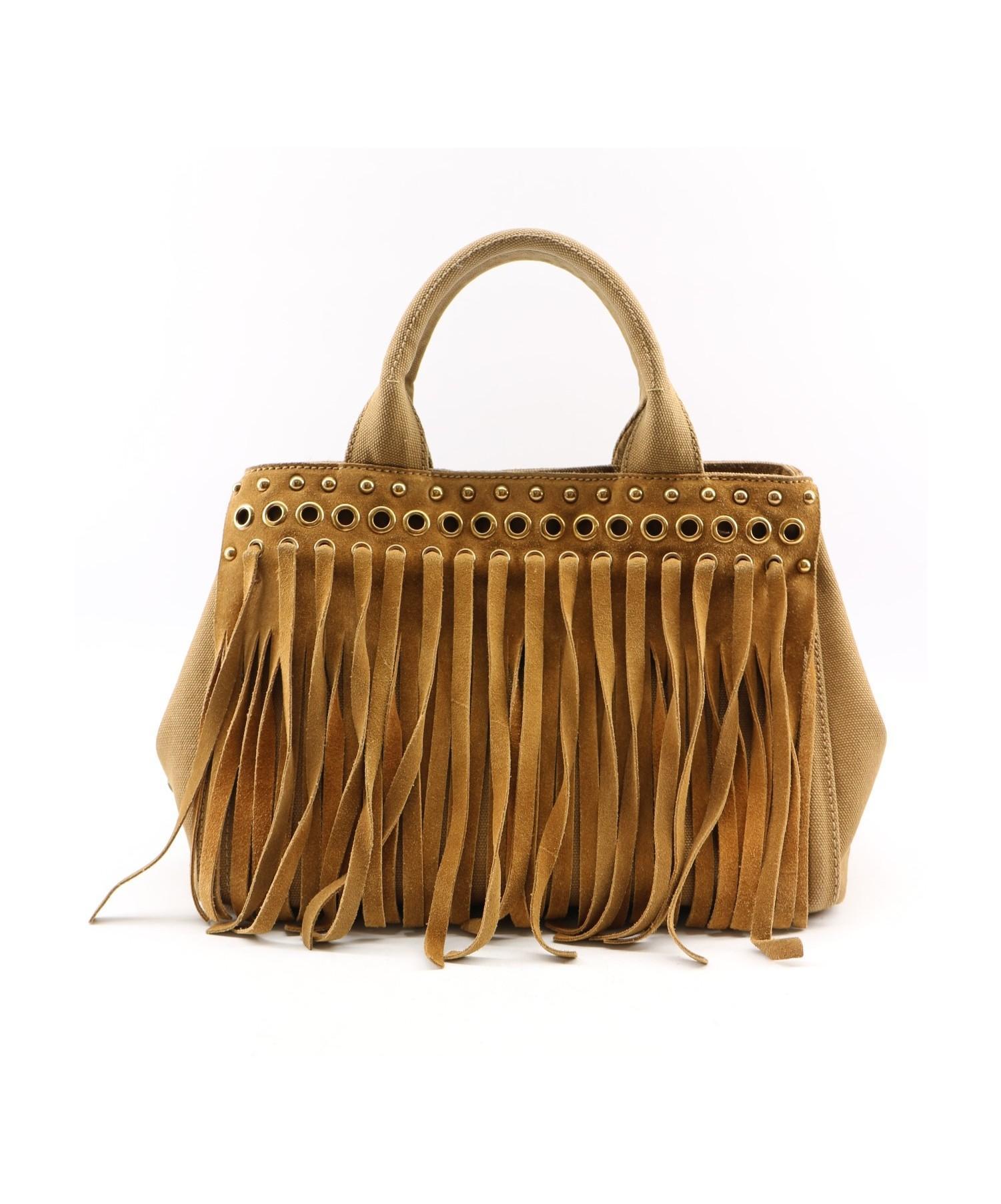 中古・古着通販】PRADA (プラダ) フリンジカナパトート BN2448 