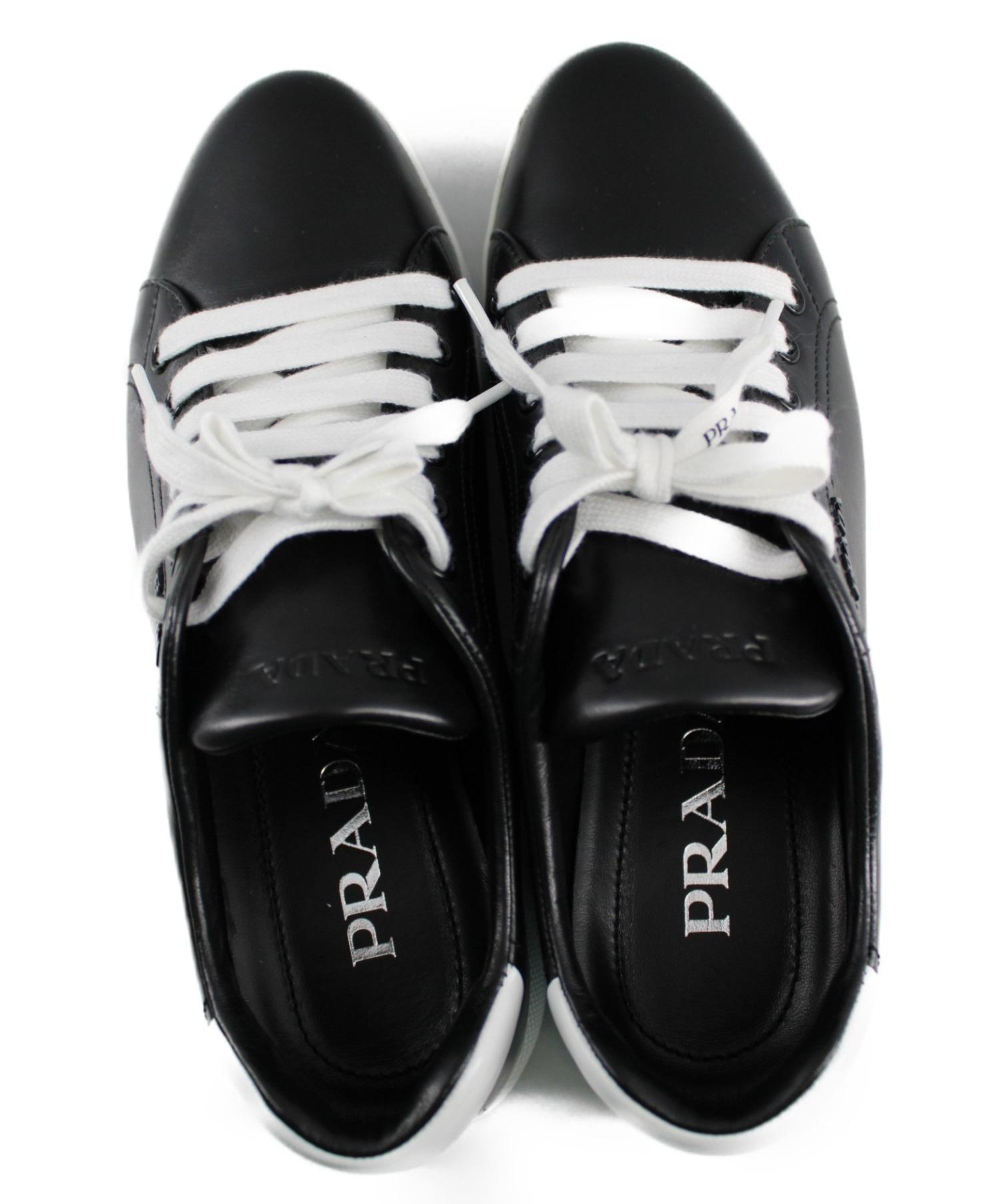 中古・古着通販】PRADA (プラダ) ツートンカラースニーカー ブラック 