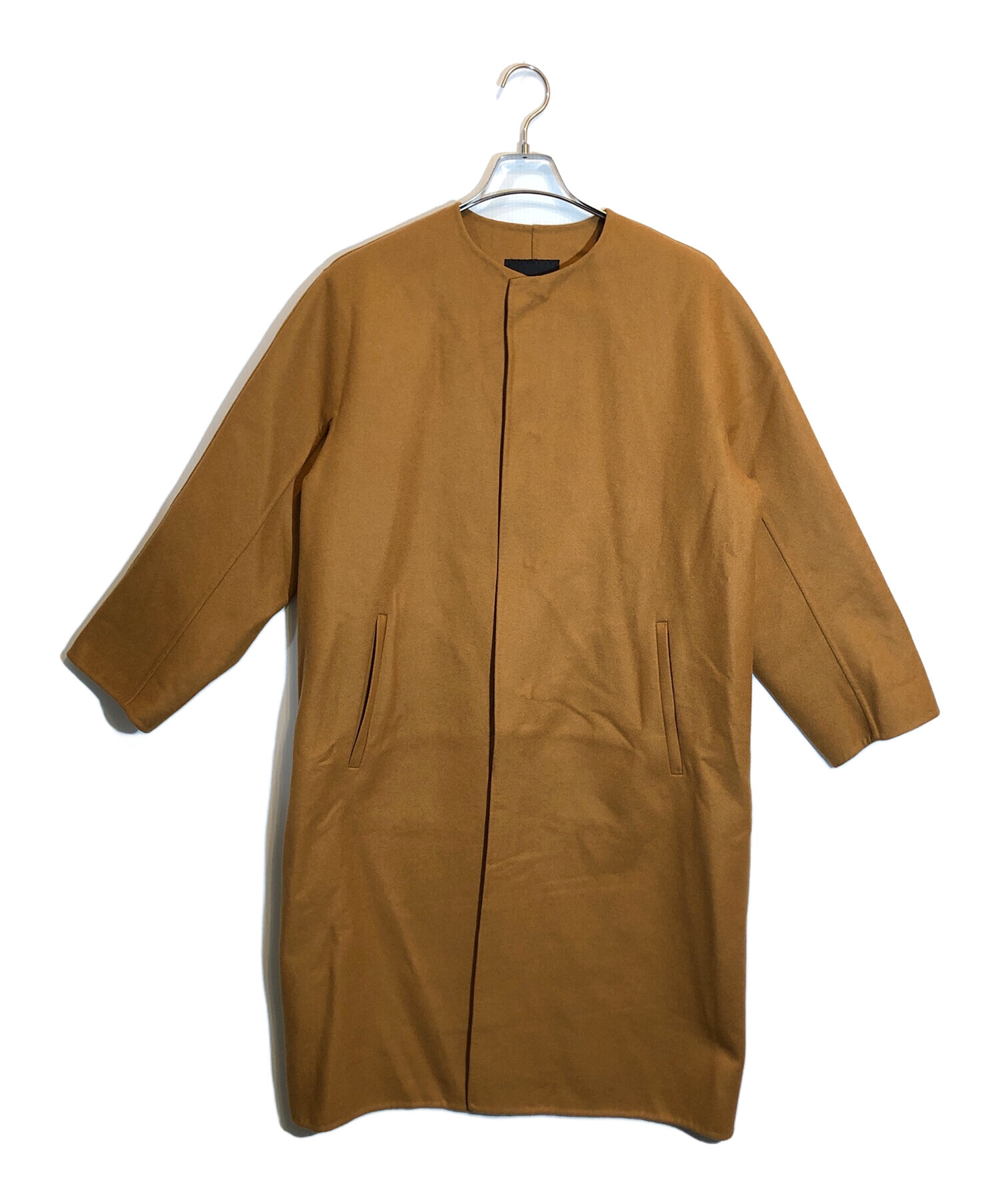 ドゥロワー】ウール ノーカラ―コート 36 ブラウン ロング 【公式通販】