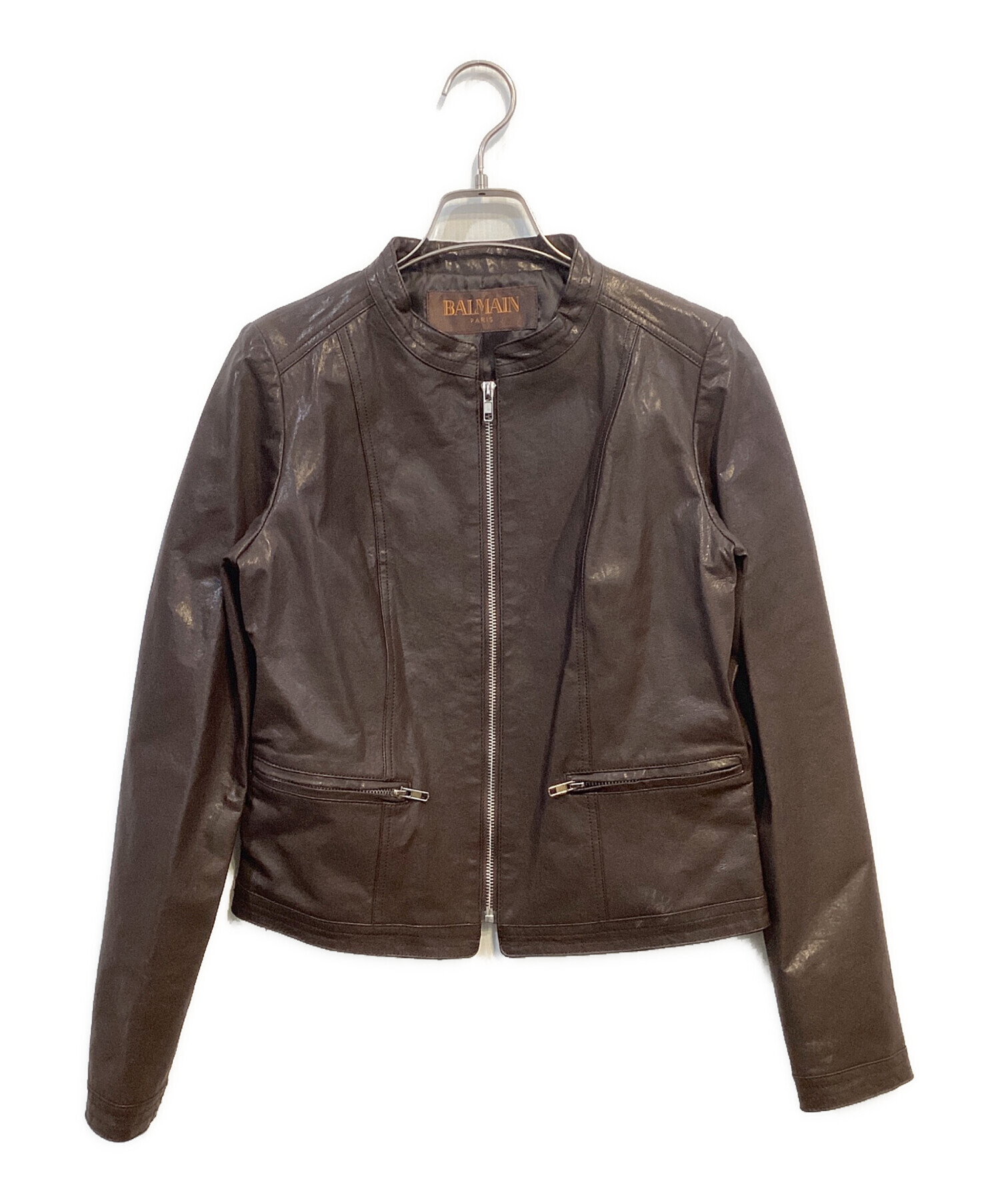 中古・古着通販】BALMAIN (バルマン) シープレザージャケット ブラウン