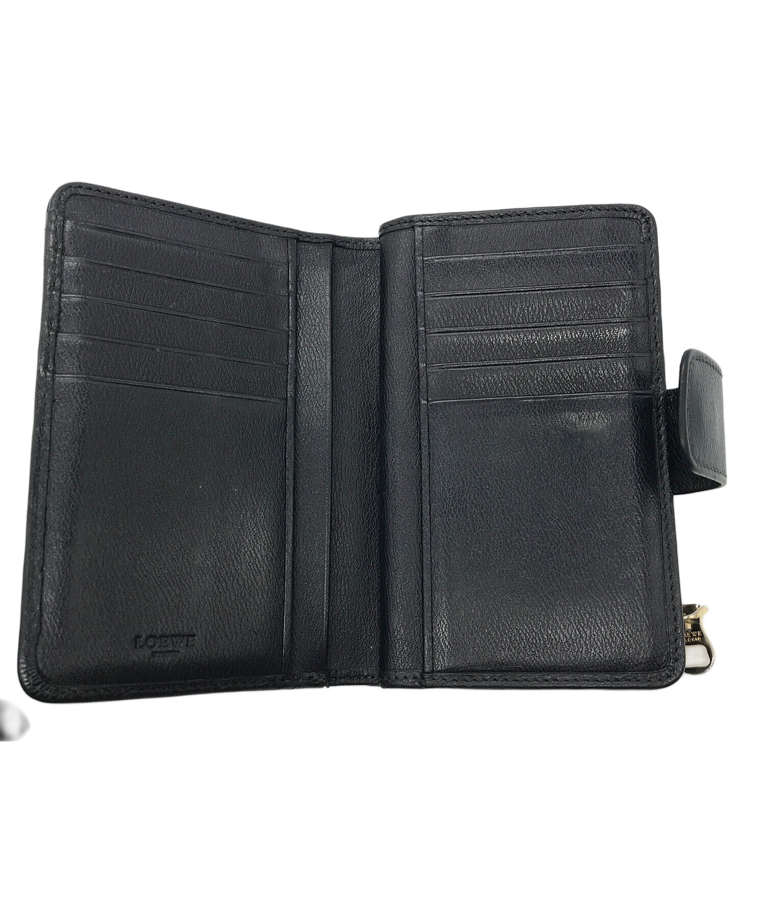 中古・古着通販】LOEWE (ロエベ) 二つ折りレザーウォレット ブラック 