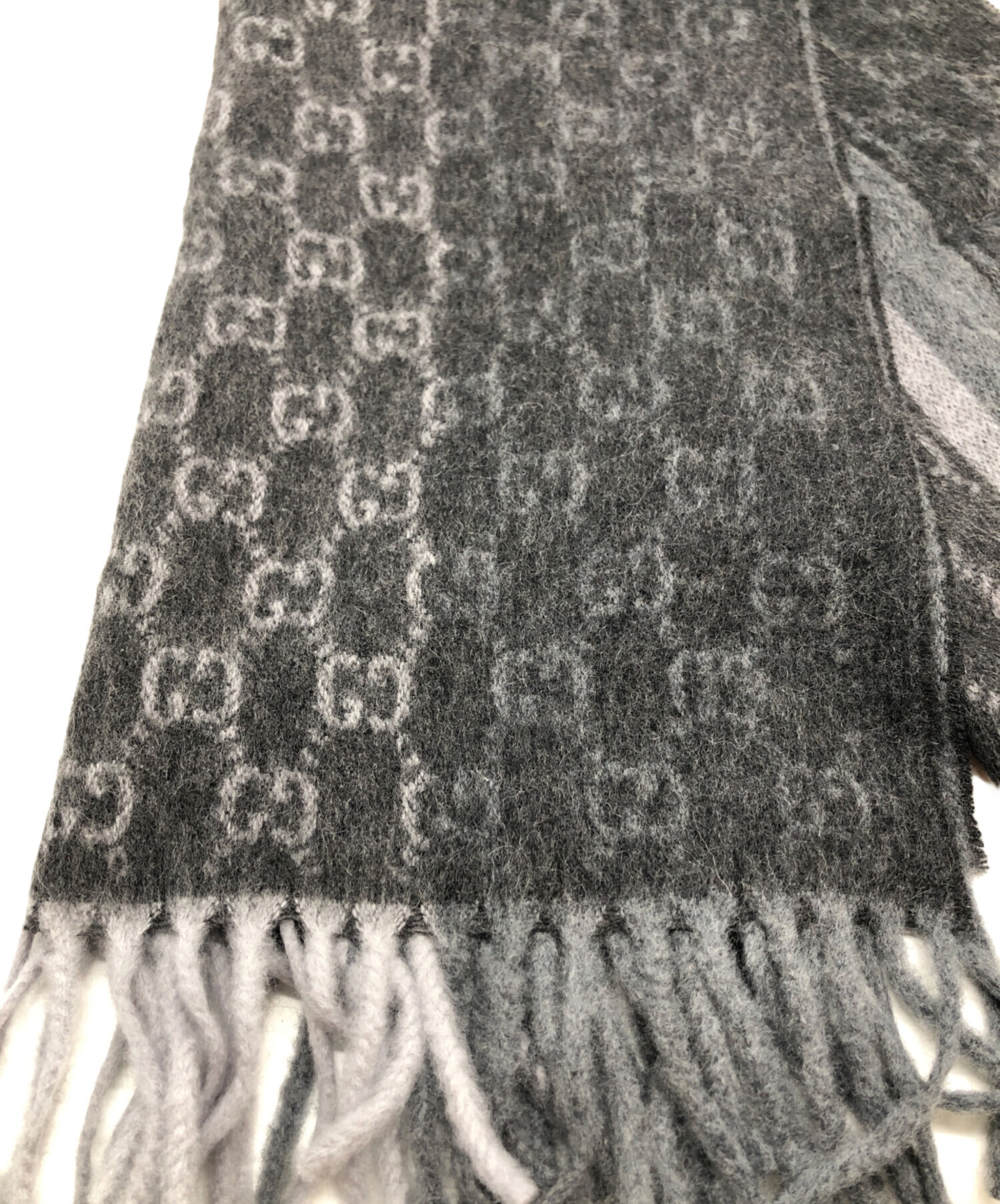 【GUCCI】新品未使用箱付き　カシミヤマフラー 中古・古着通販】GUCCI (グッチ) GGカシミヤマフラー グレー｜ブランド