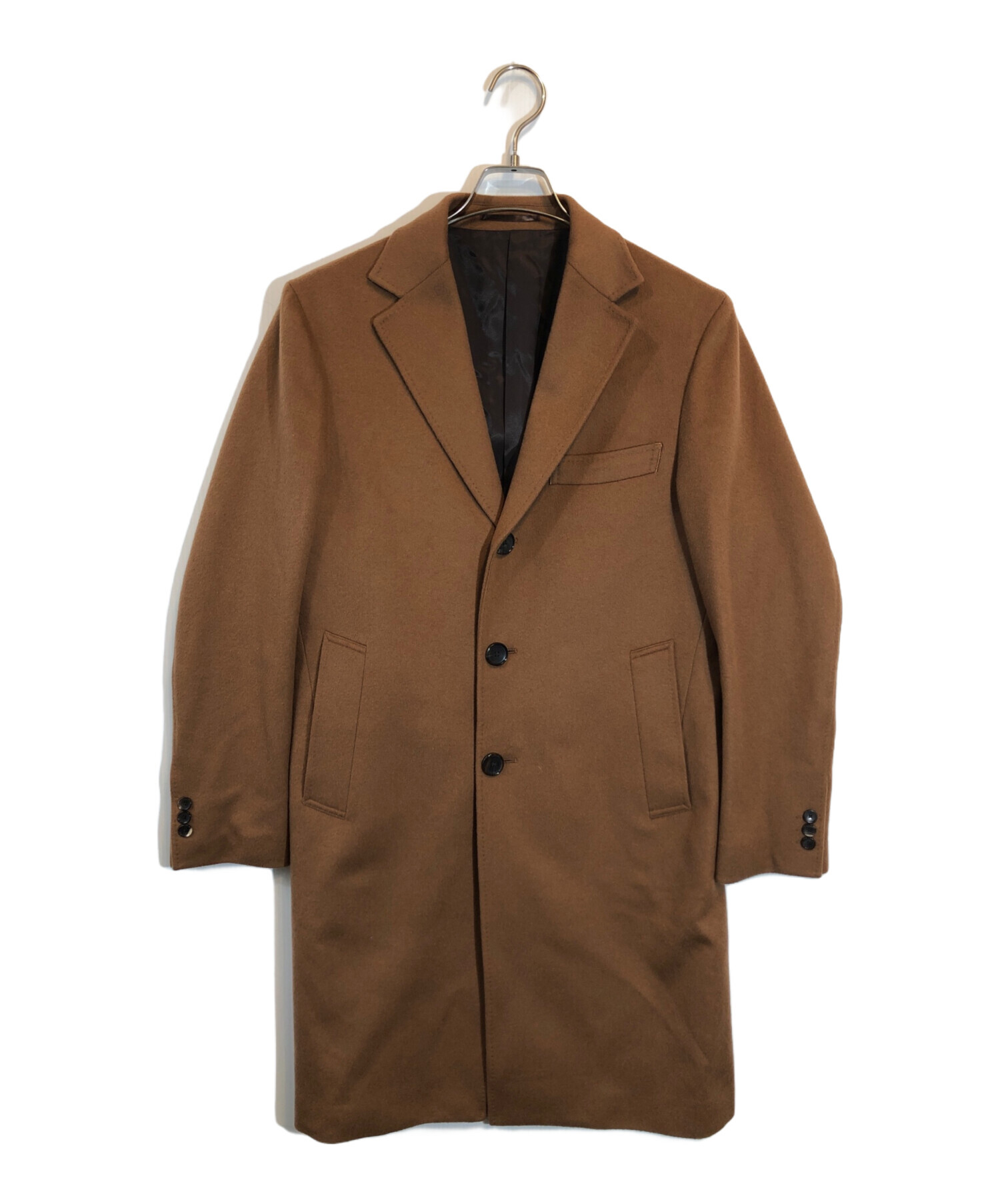 エディフィス EDIFICE チェスターコート ブラウン 44 ウール カシミヤ