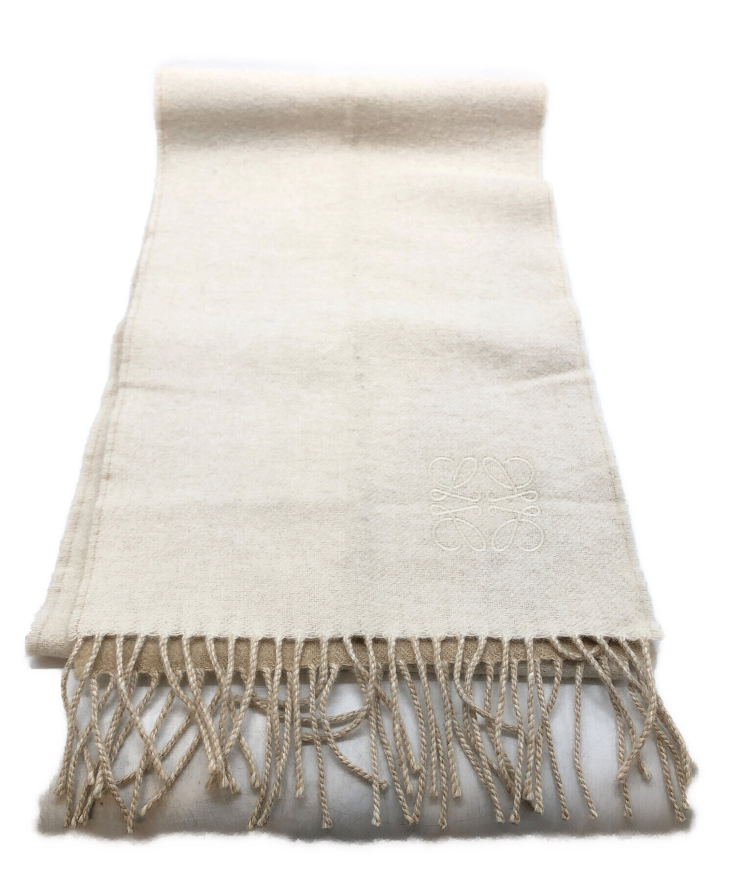 LOEWE ウールカシミヤマフラー ホワイト/ベージュ LOEWE ウールカシミヤマフラー ホワイト/ベージュ LOEWE ベージュ