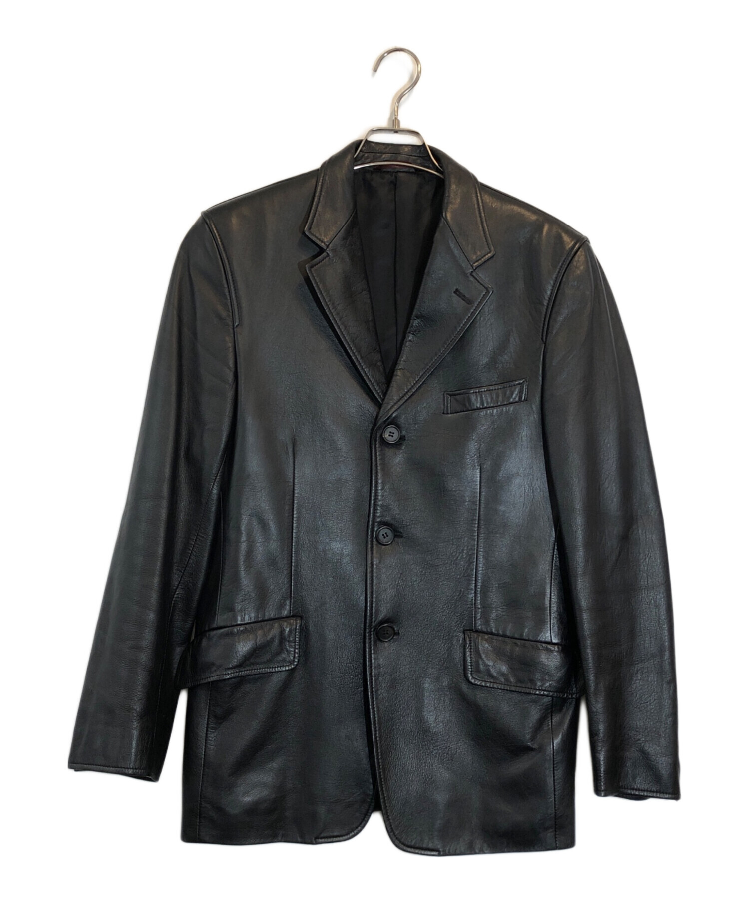 【美品】 ポールスミス ラムレザー テーラードジャケット M ブラック 3B 中古・古着通販】PAUL SMITH (ポールスミス) ラムレザー3Bジャケット