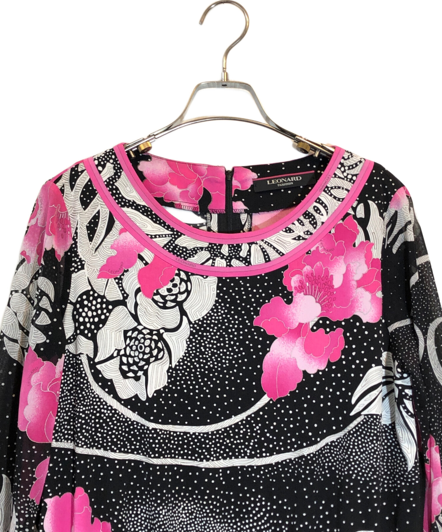 中古・古着通販】LEONARD (レオナール) 総柄ワンピース ピンク サイズ