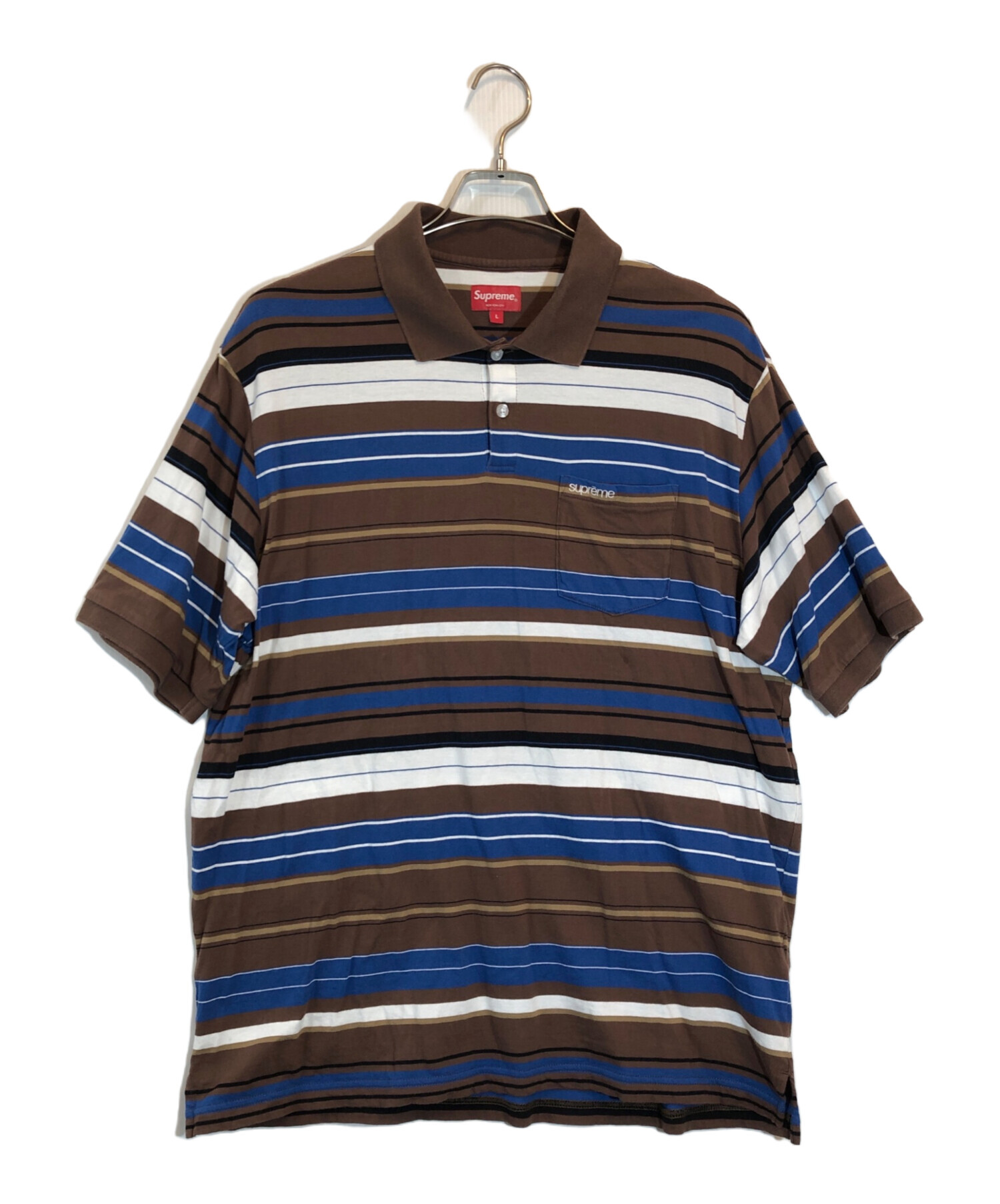 中古・古着通販】SUPREME (シュプリーム) MULTI STRIPE POLO ブラウン 