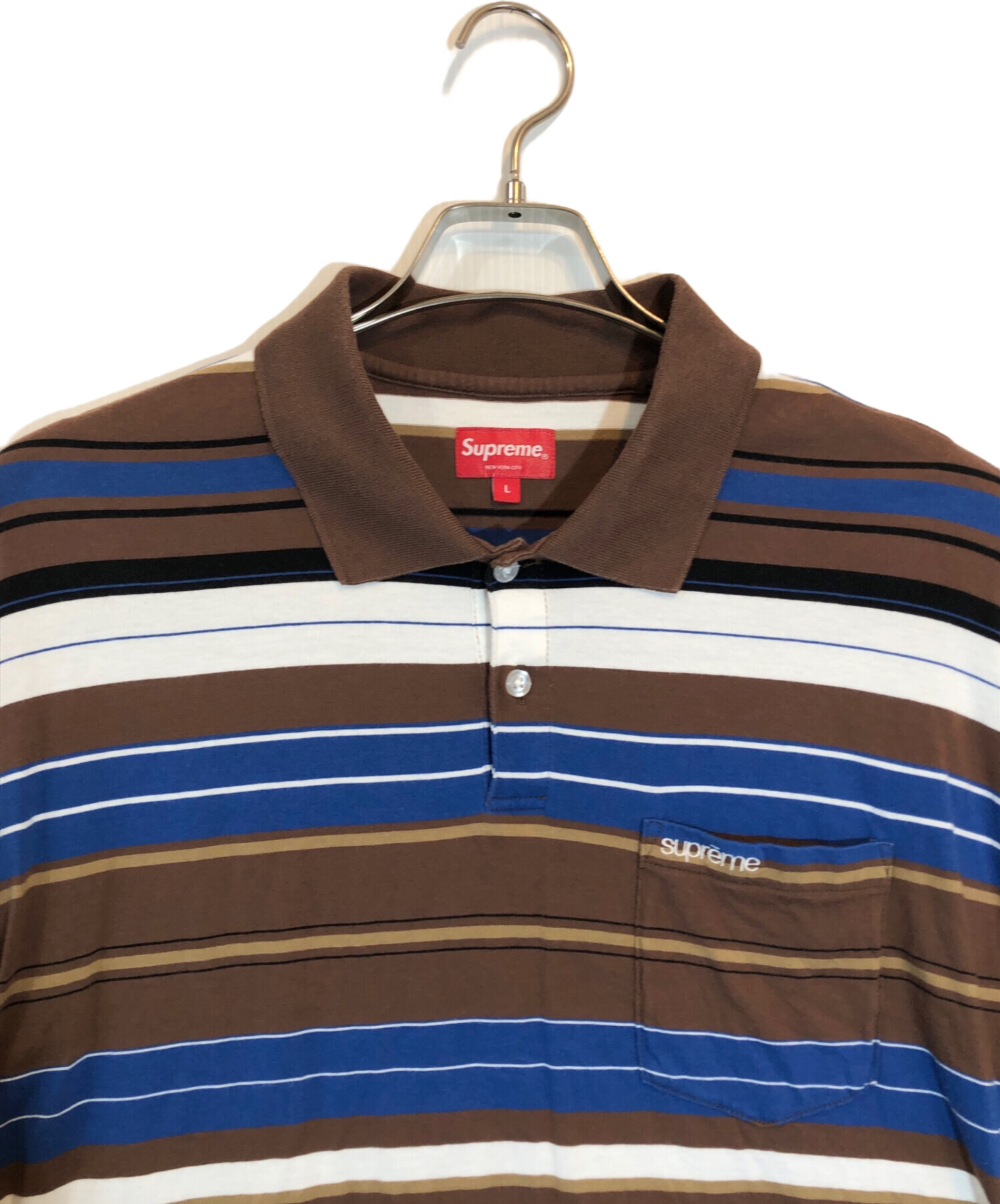 中古・古着通販】SUPREME (シュプリーム) MULTI STRIPE POLO ブラウン 