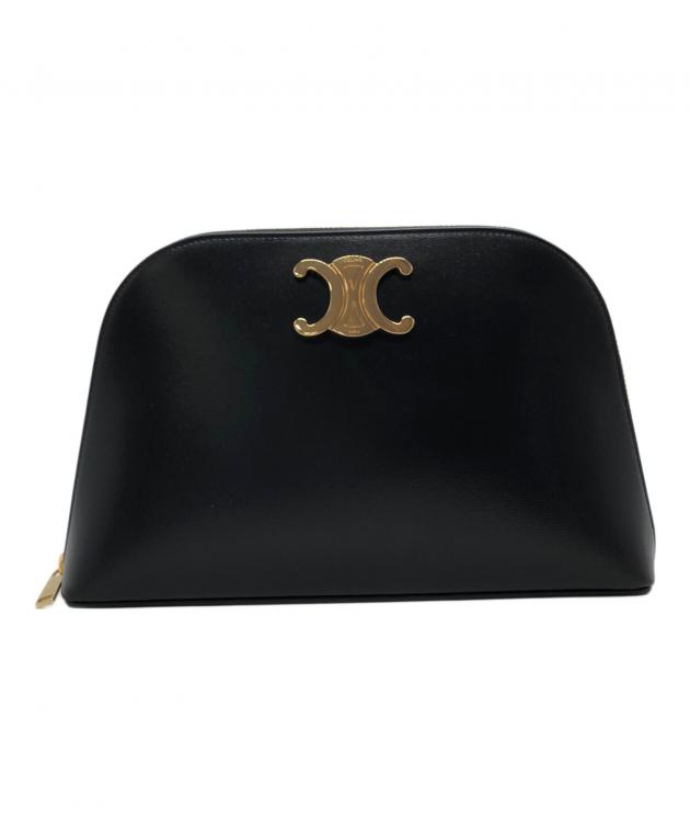 【3月末まで値下げ中】CELINE トリオンフ ポーチ 中古・古着通販】CELINE (セリーヌ) トリオンフポーチ ブラック サイズ