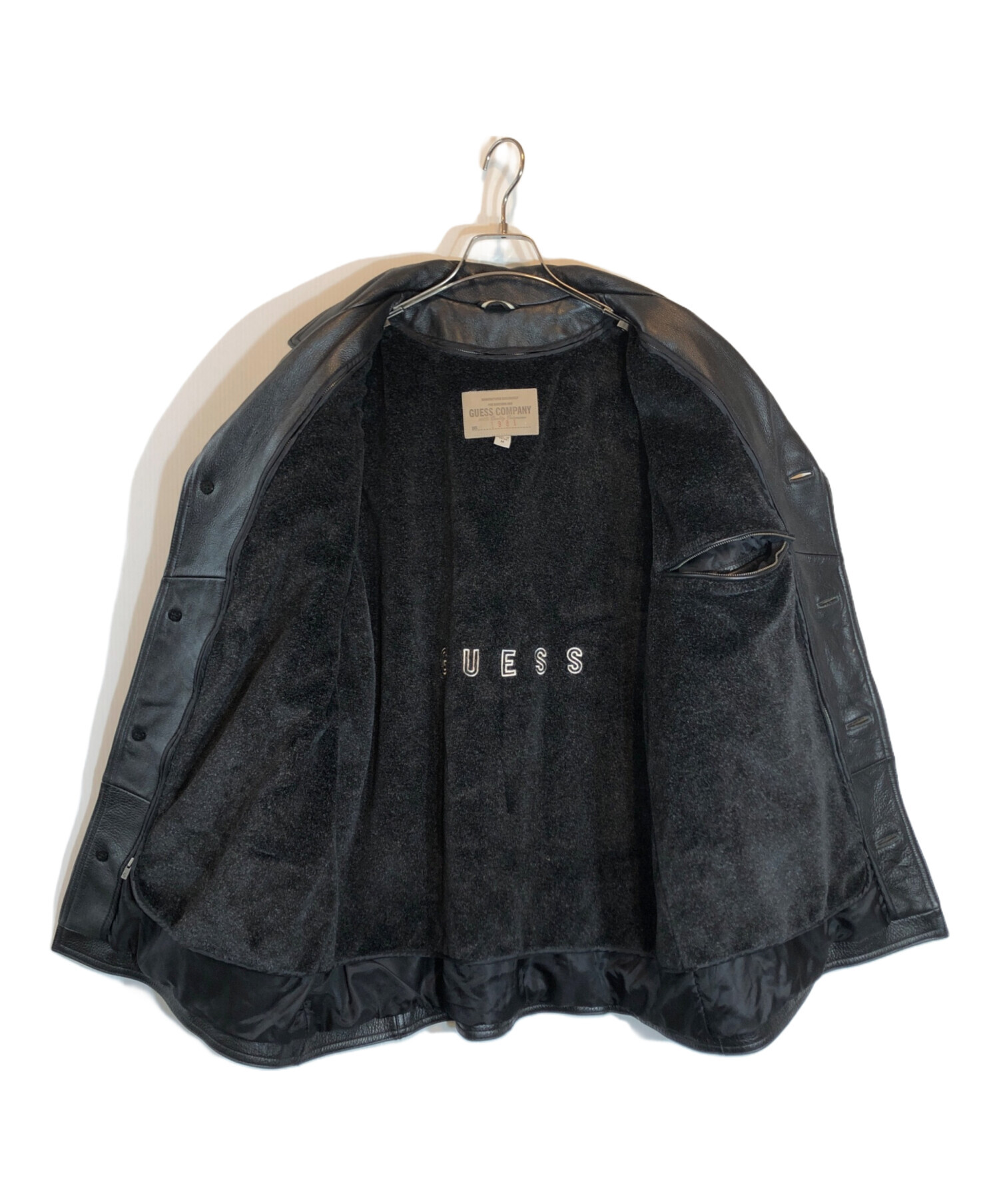 中古・古着通販】GUESS (ゲス) ライナー付レザーカーコート ブラック