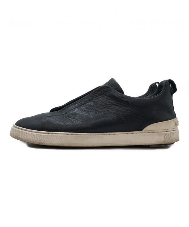 中古・古着通販】ZEGNA (ゼニア) レザースニーカー ネイビー サイズ 