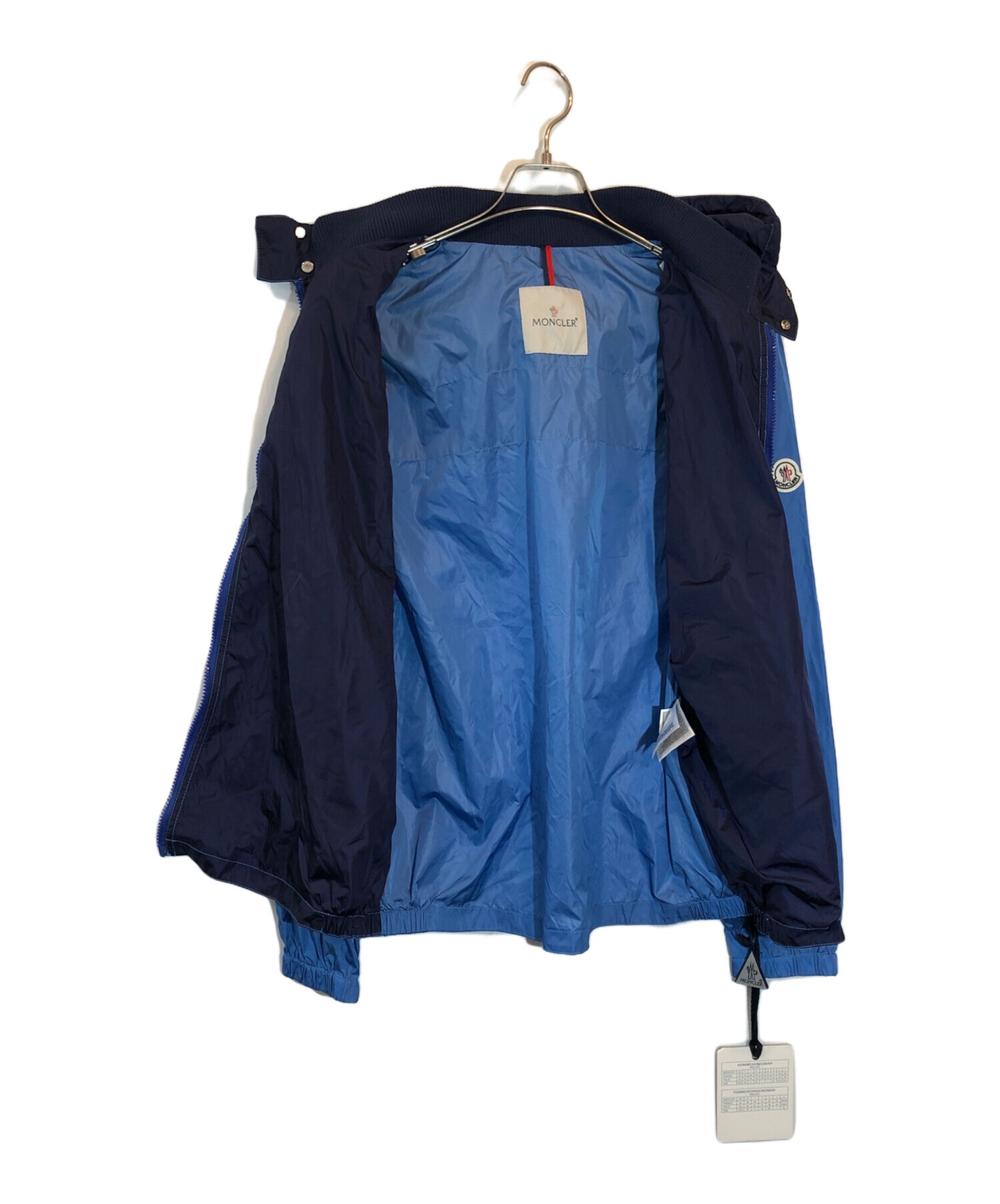 〈クリーニング済み〉モンクレール ナイロンジャケット フード付き ブルー 中古・古着通販】MONCLER (モンクレール) ナイロンジャケット ブルー