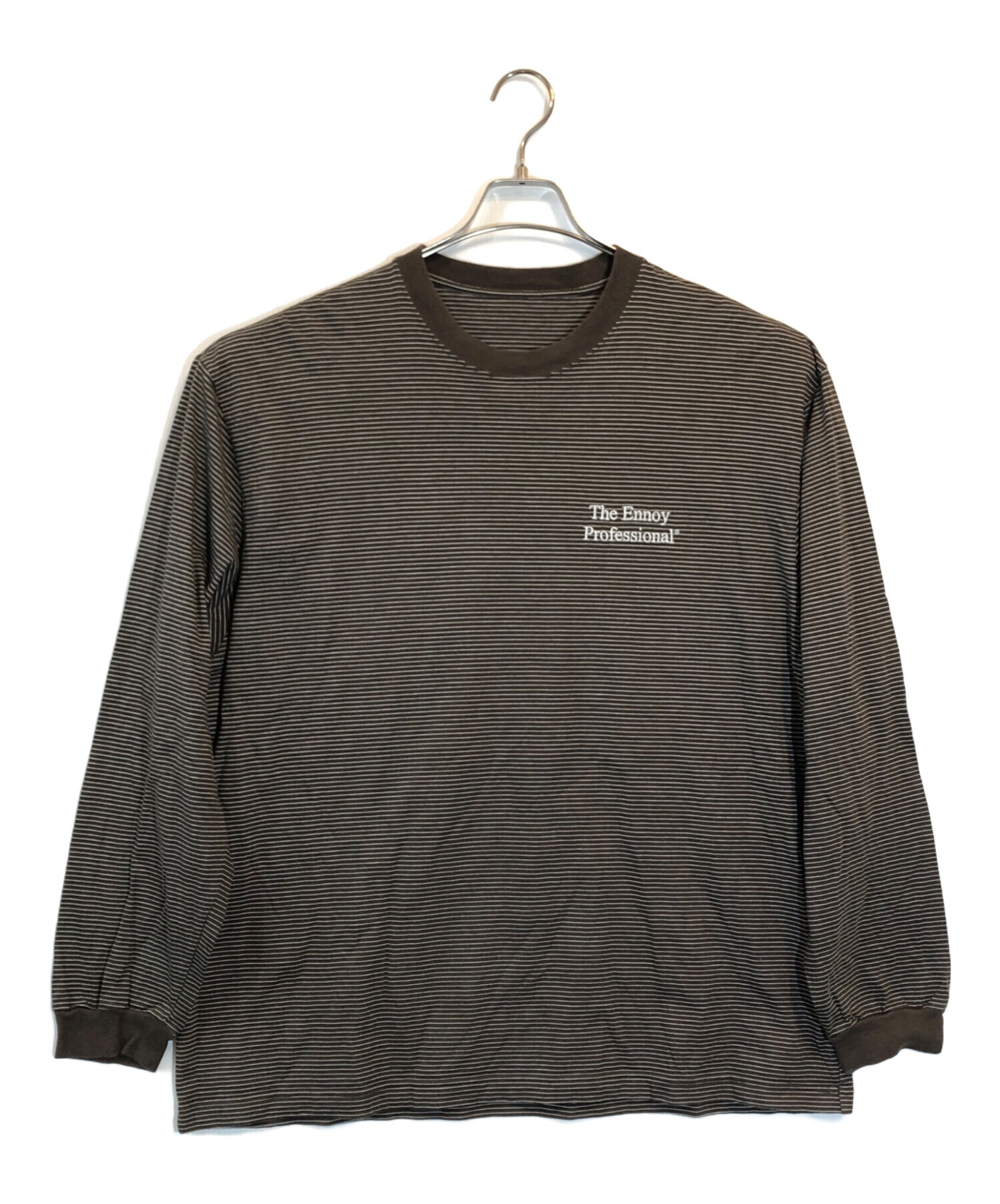 中古・古着通販】ENNOY (エンノイ) L/S BORDER T ブラウン サイズ:XL