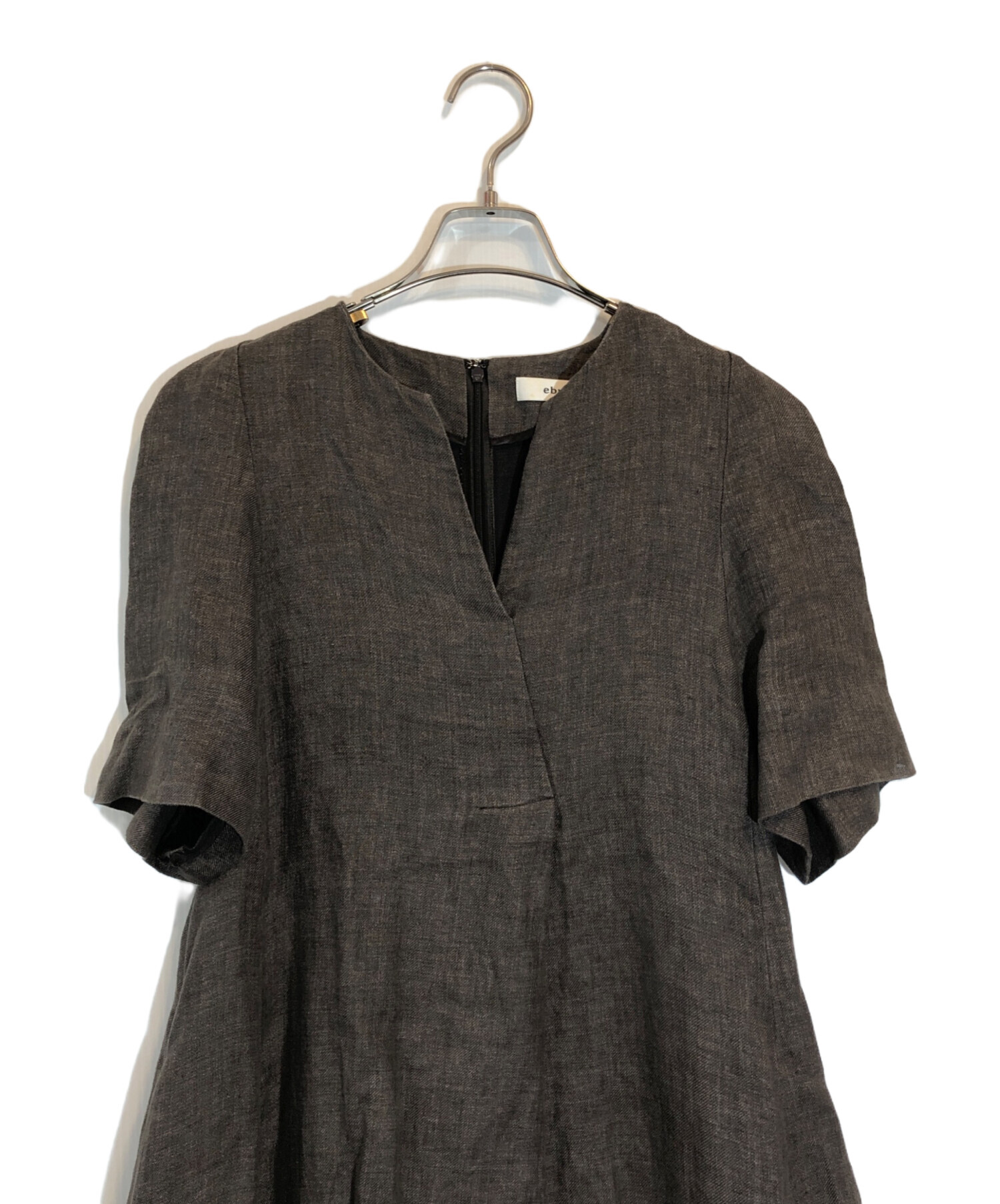 中古・古着通販】EBURE (エブール) スキッパーリネンワンピース