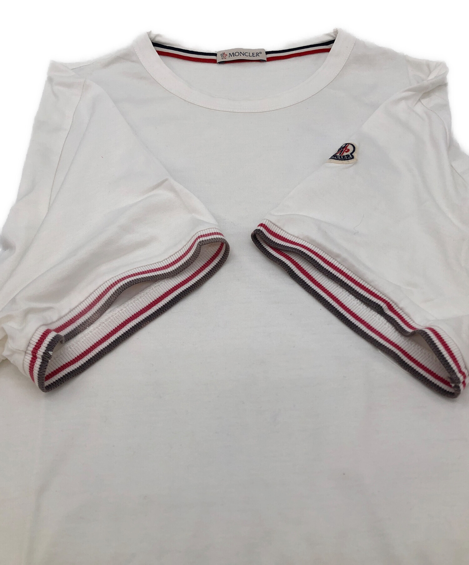 中古・古着通販】MONCLER (モンクレール) ロゴ刺繍Tシャツ ホワイト 