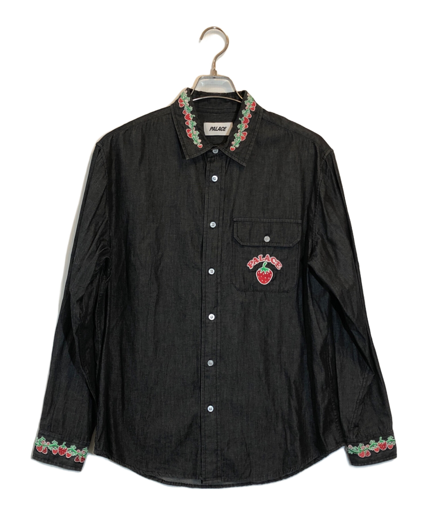 中古・古着通販】PALACE (パレス) 刺繍デニムシャツ ブラック サイズ 