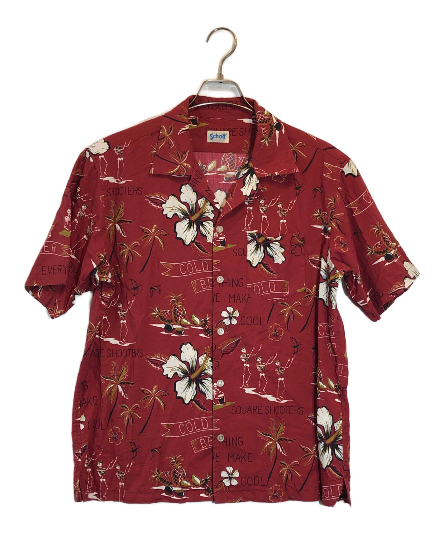 中古・古着通販】Schott (ショット) RANDOM SKULLアロハシャツ レッド
