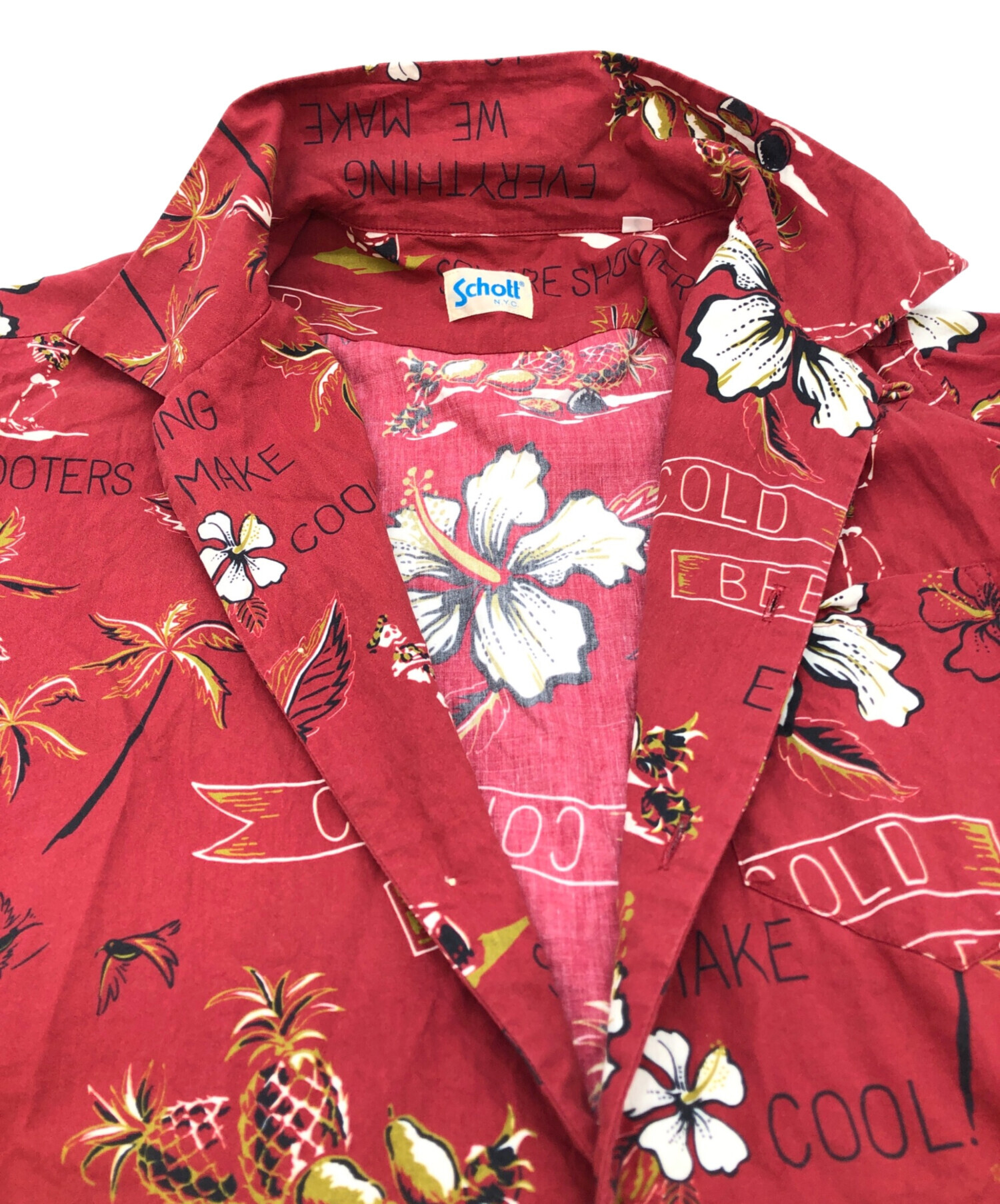 中古・古着通販】Schott (ショット) RANDOM SKULLアロハシャツ レッド