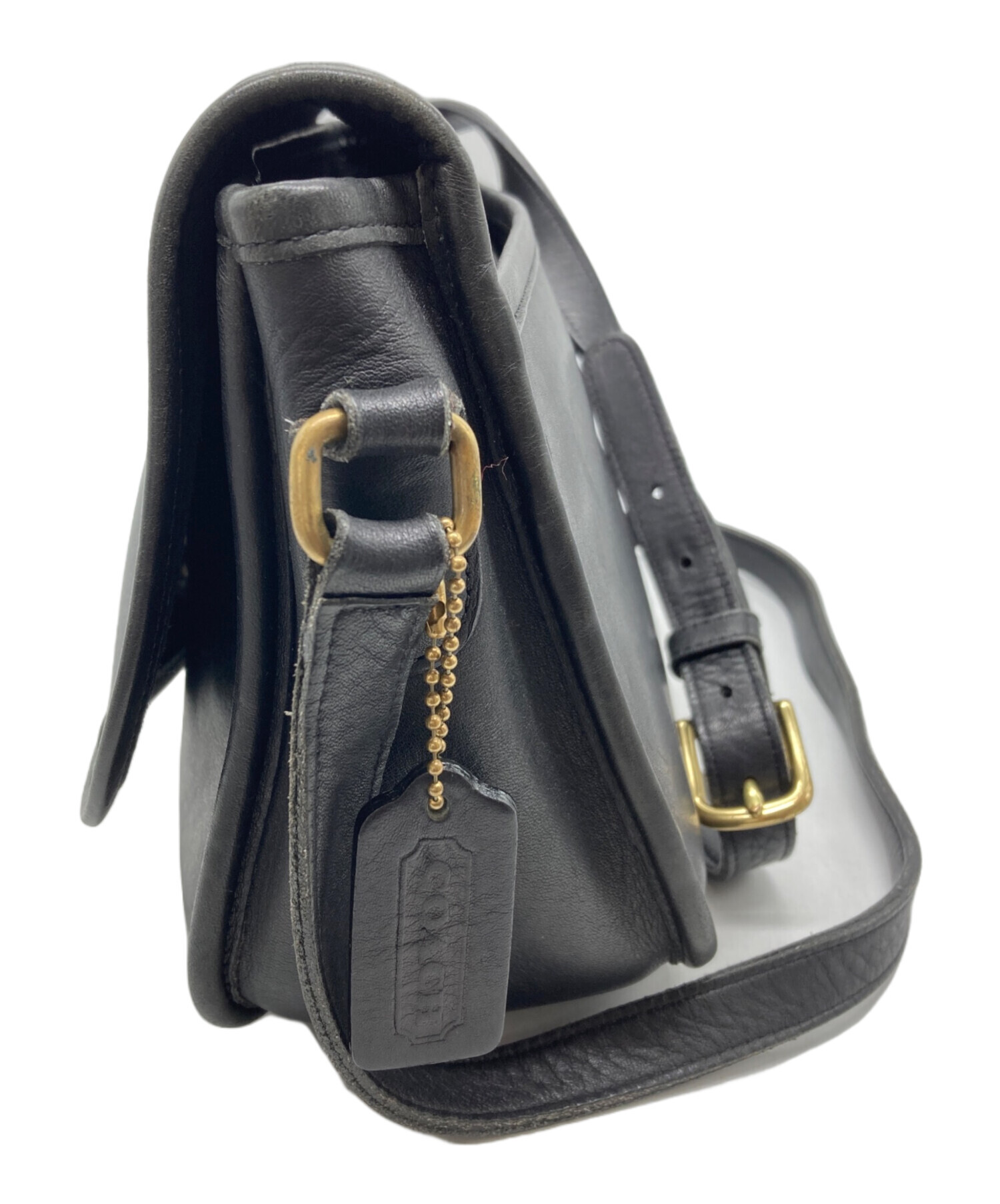 中古・古着通販】COACH (コーチ) レザーショルダーバッグ ブラック 