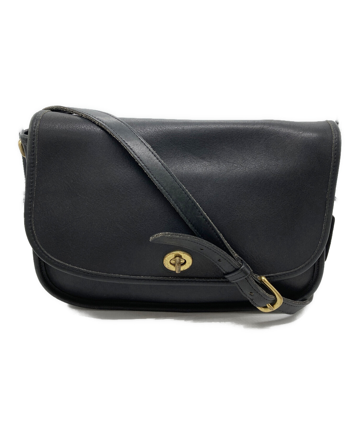 中古・古着通販】COACH (コーチ) レザーショルダーバッグ ブラック 