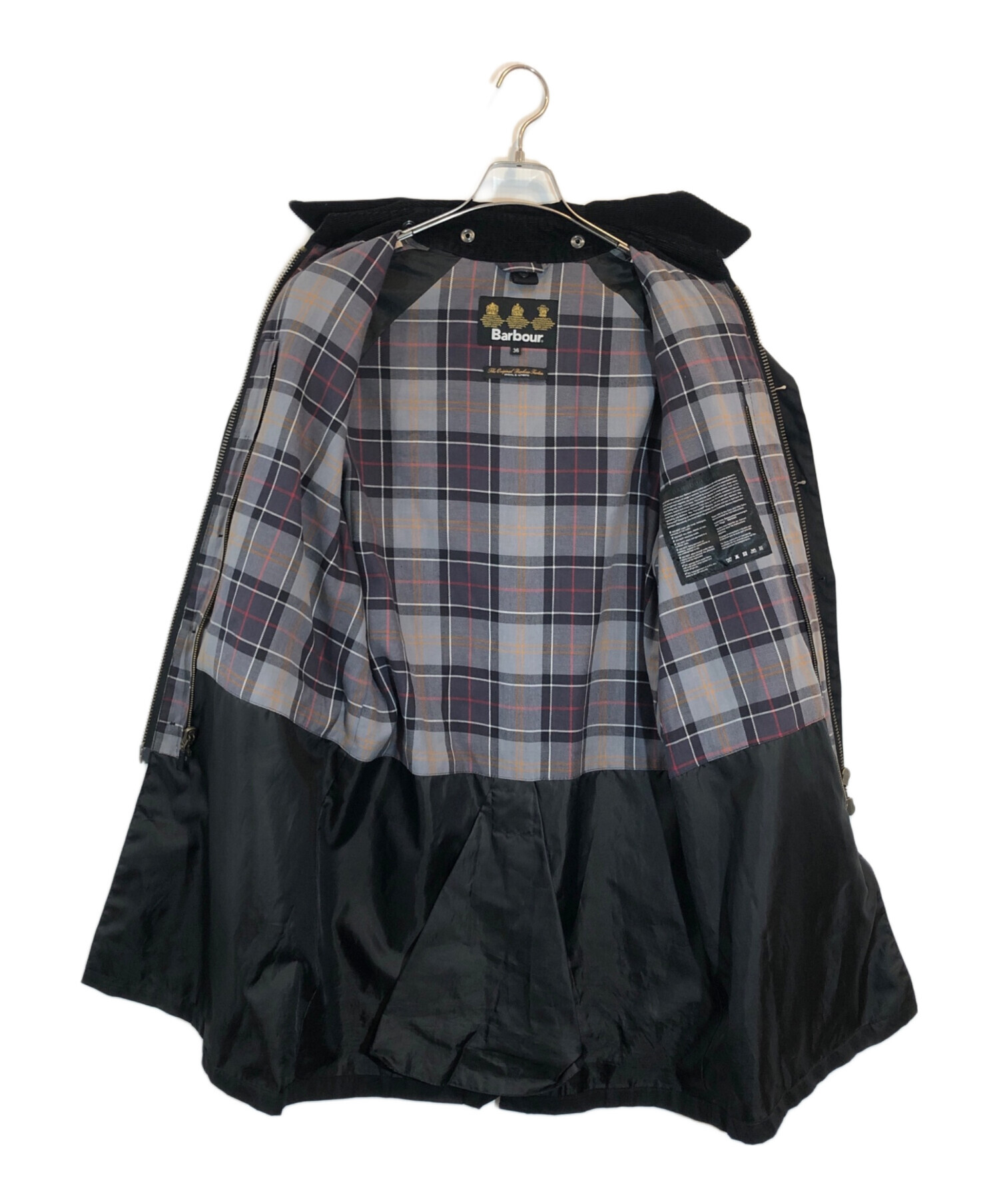 n*k様 Barbour バブアー SL BURGHLEY サイズ38 中古・古着通販】Barbour (バブアー) WATERPROOF BURGHLEY SL ブラック