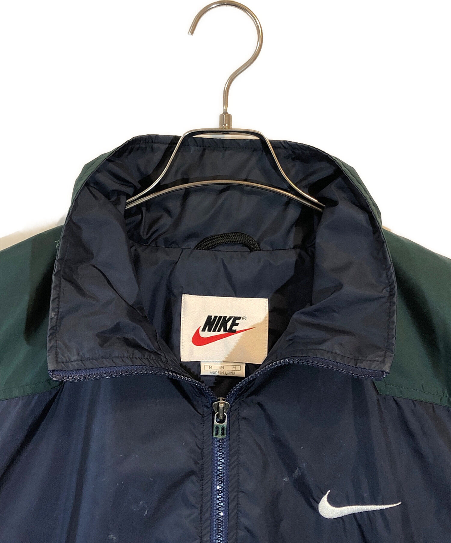 中古・古着通販】NIKE (ナイキ) ナイロンジャケット グリーン×ネイビー