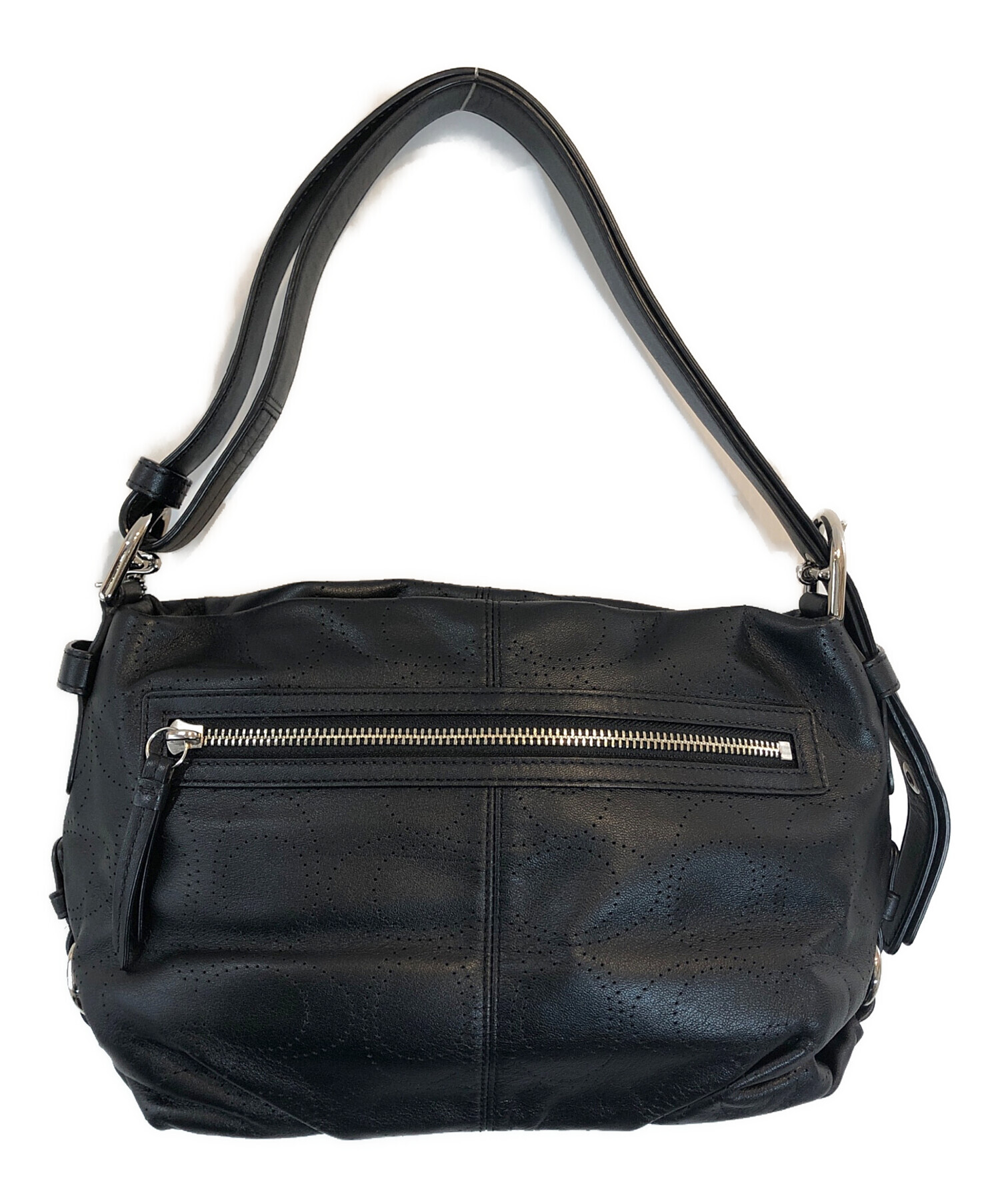 中古・古着通販】COACH (コーチ) レザーワンショルダーバッグ ブラック