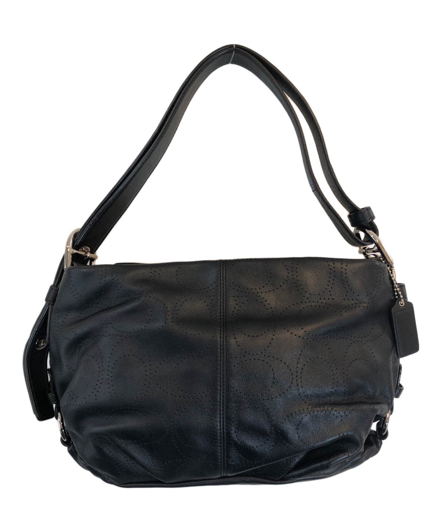 中古・古着通販】COACH (コーチ) レザーワンショルダーバッグ ブラック