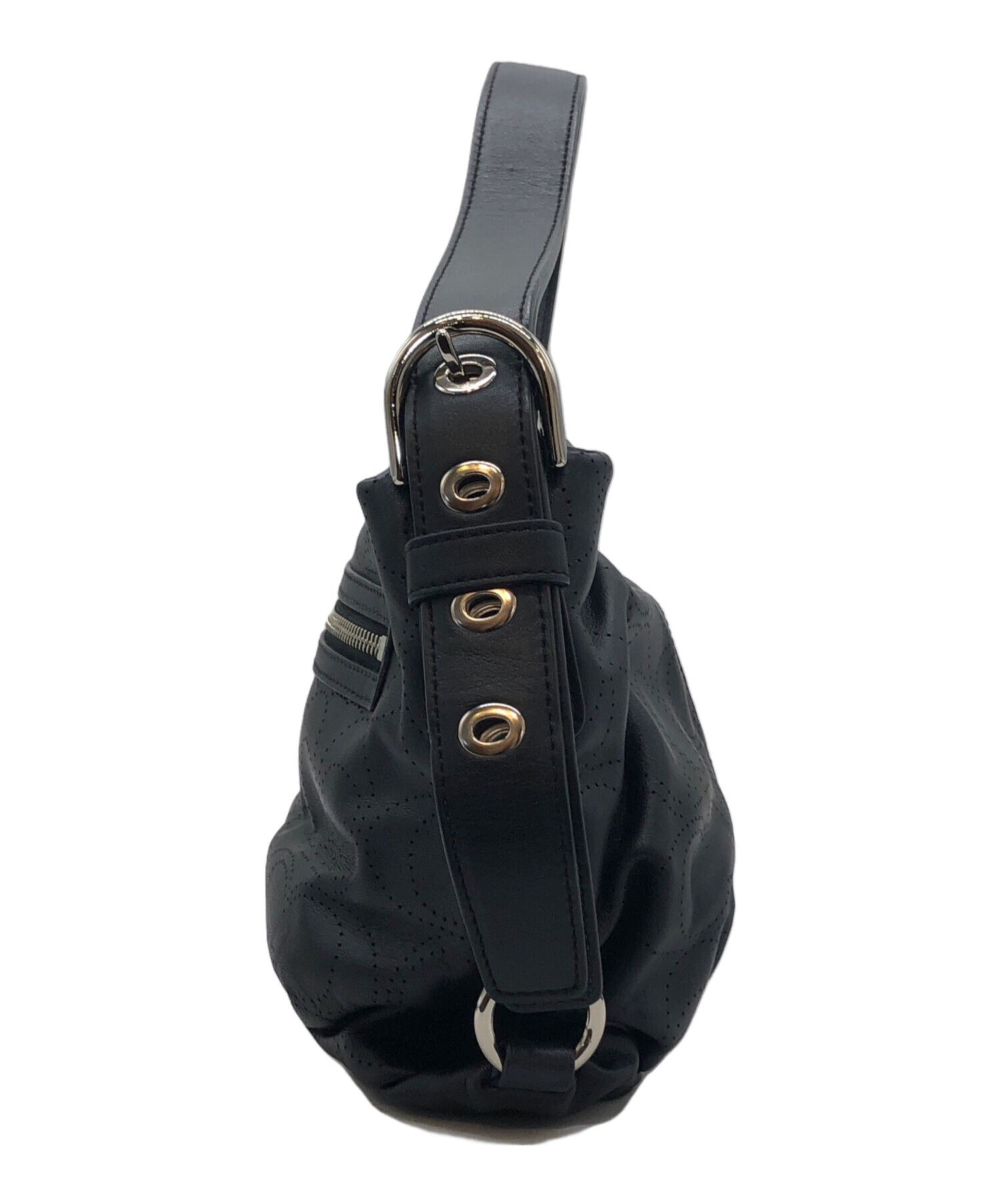 中古・古着通販】COACH (コーチ) レザーワンショルダーバッグ ブラック