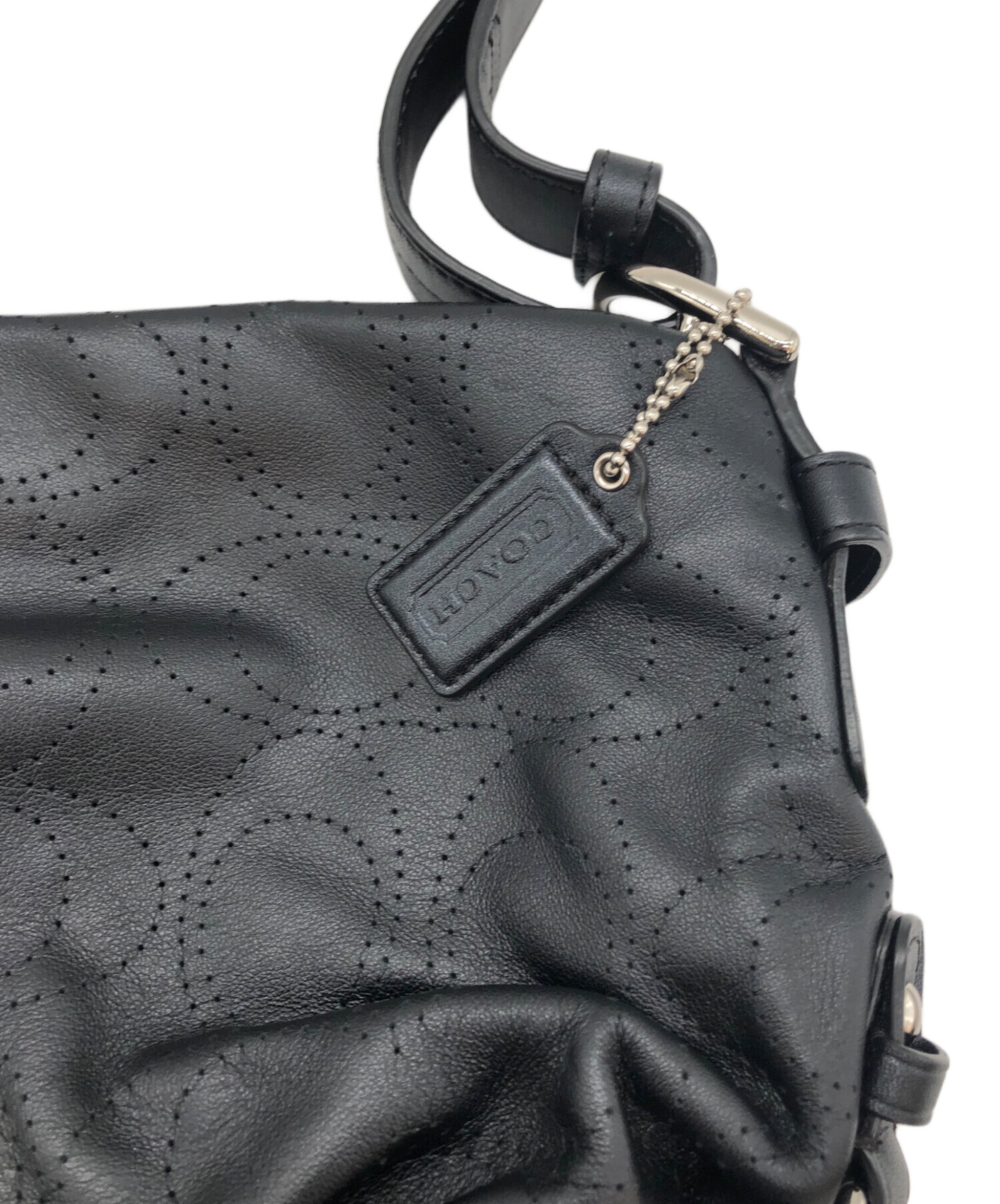 中古・古着通販】COACH (コーチ) レザーワンショルダーバッグ ブラック