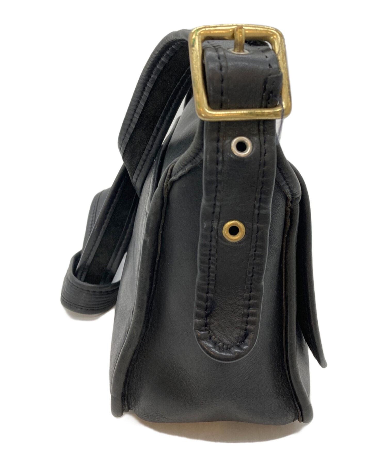 中古・古着通販】COACH (コーチ) レザーショルダーバッグ ブラック