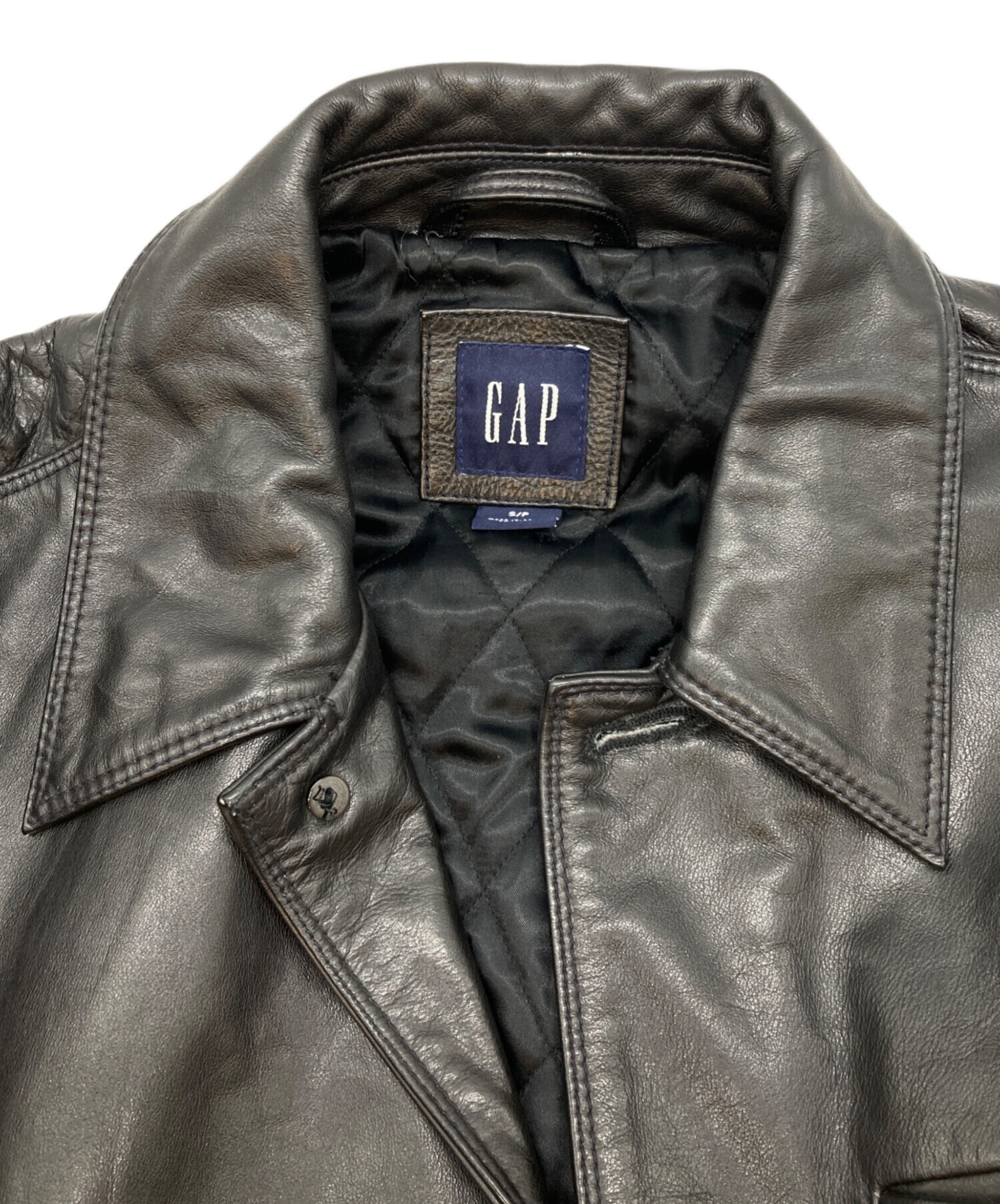 中古・古着通販】GAP (ギャップ) レザーカーコート ブラック サイズ