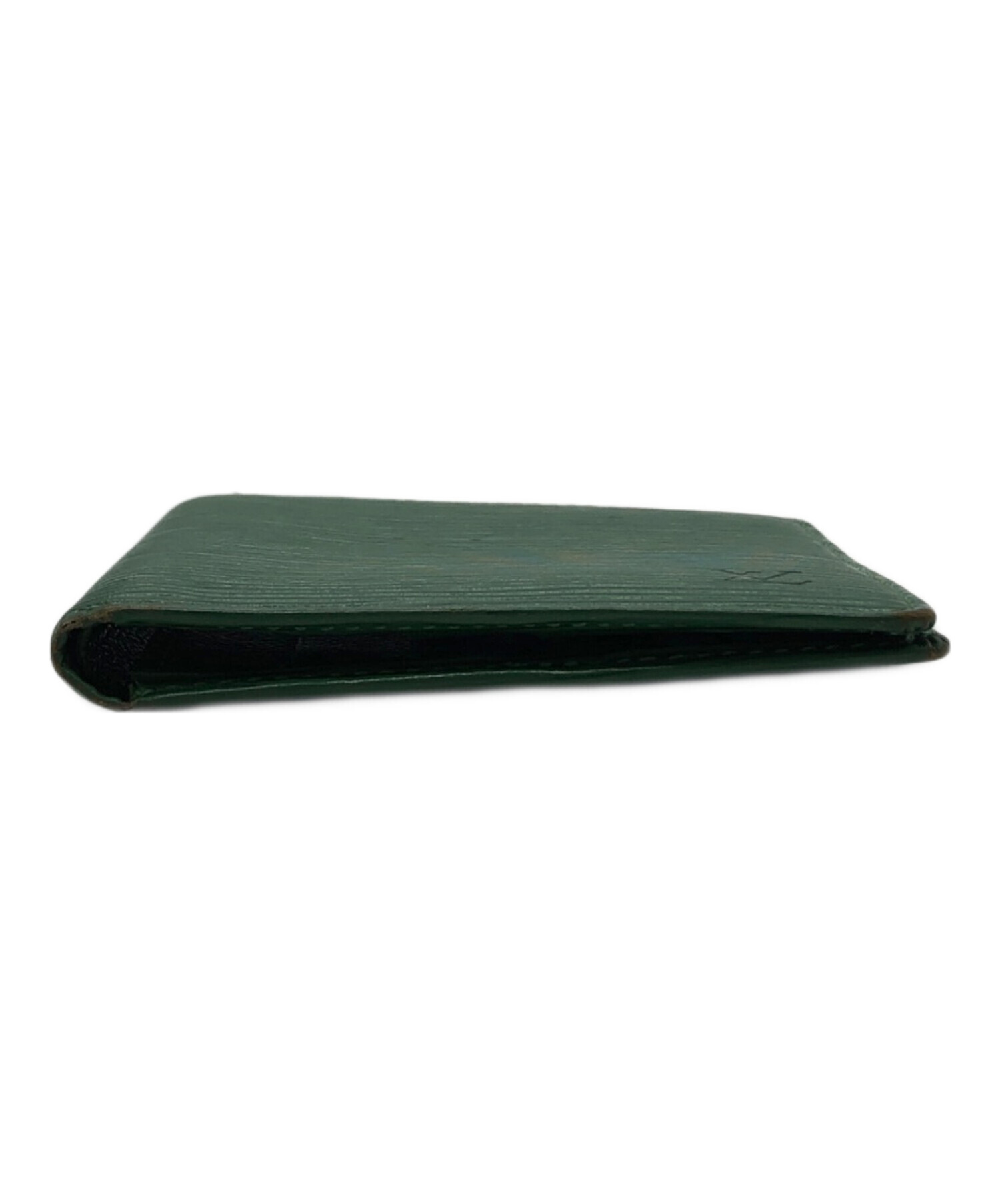 LOUIS VUITTON グリーン 二つ折り財布 中古・古着通販】LOUIS VUITTON (ルイ ヴィトン) 2つ折り財布 グリーン