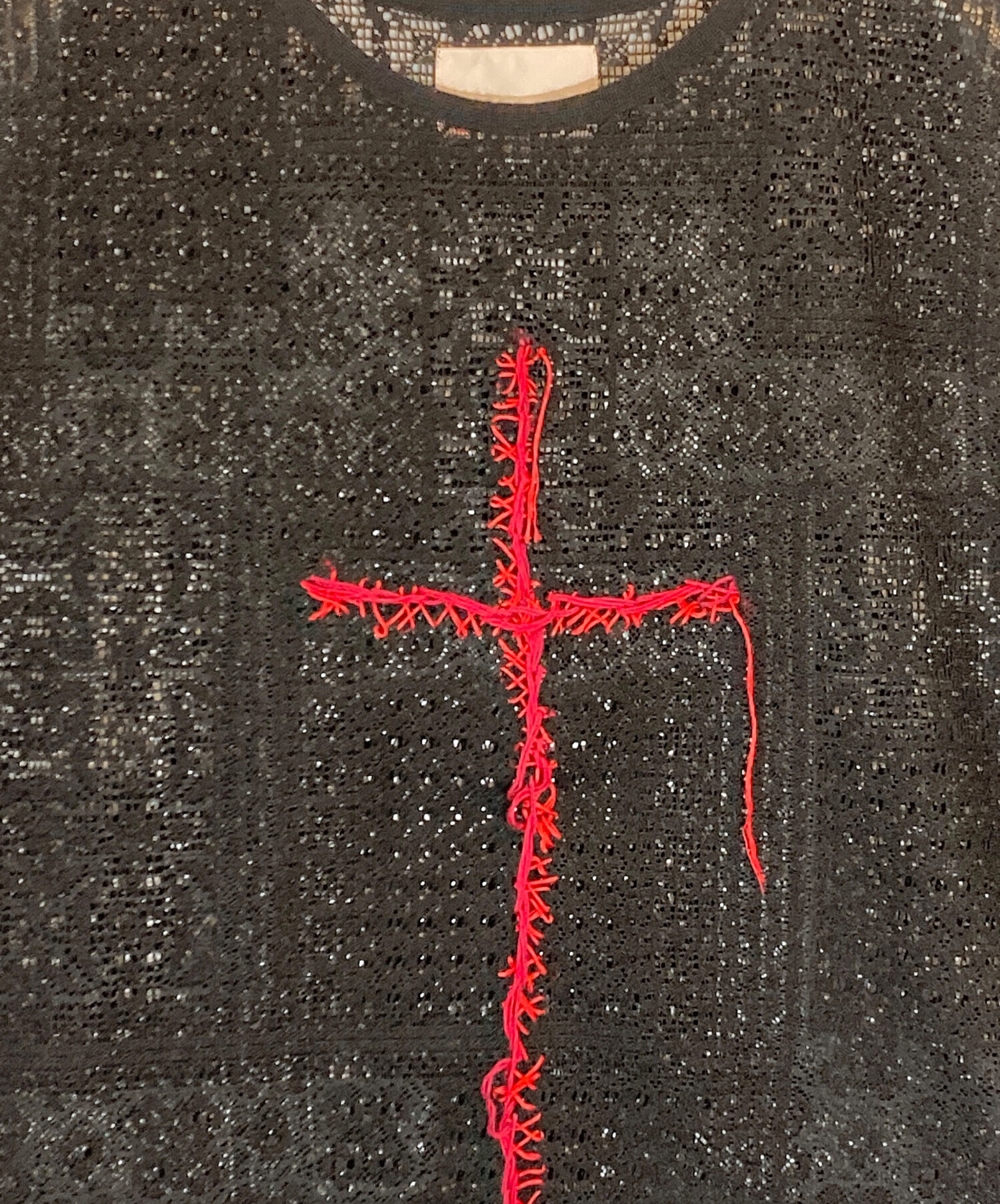 中古・古着通販】orimi (オリミ) HAND EMBROIDERY CROSS TOP ブラック 
