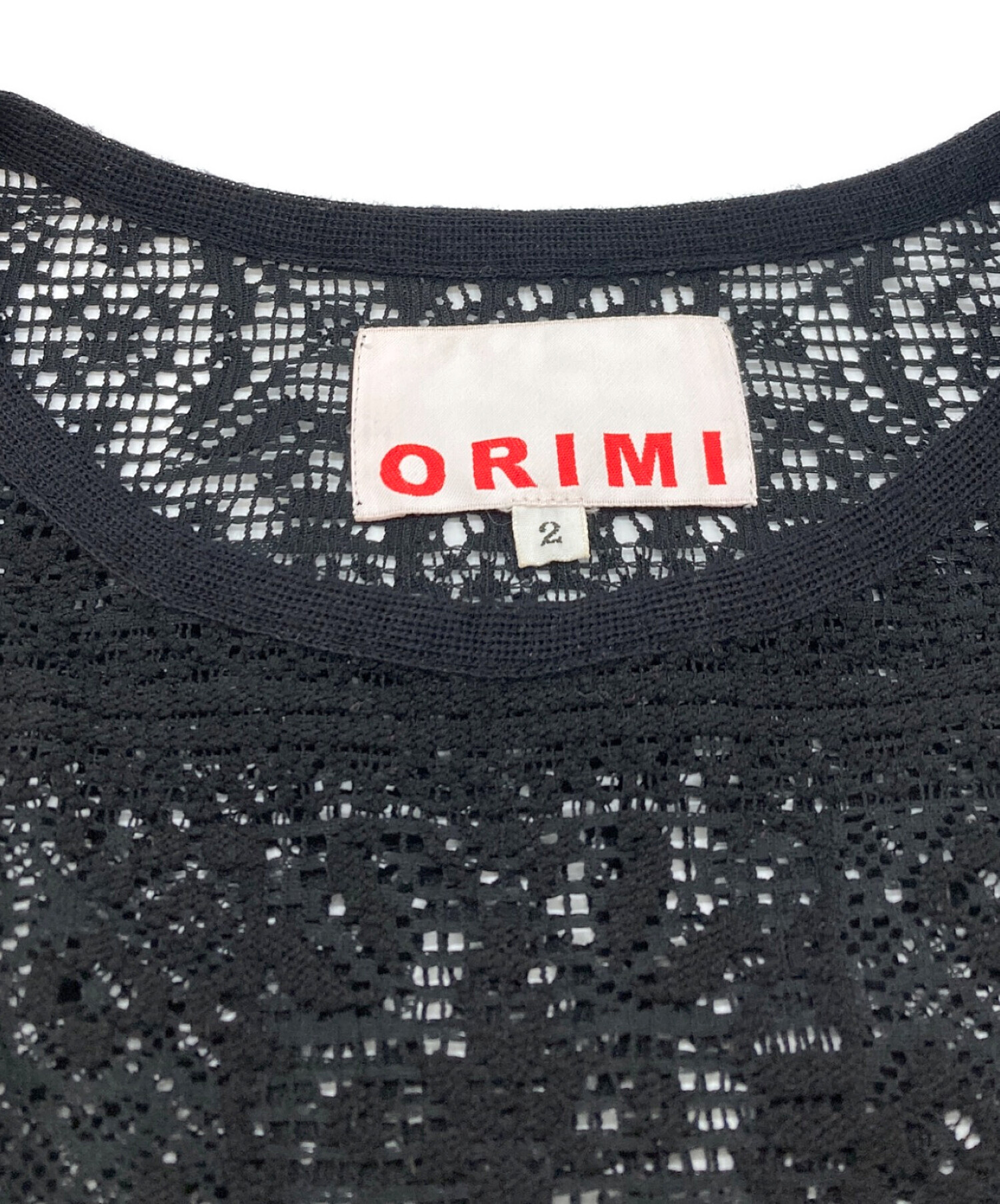 中古・古着通販】orimi (オリミ) HAND EMBROIDERY CROSS TOP ブラック 