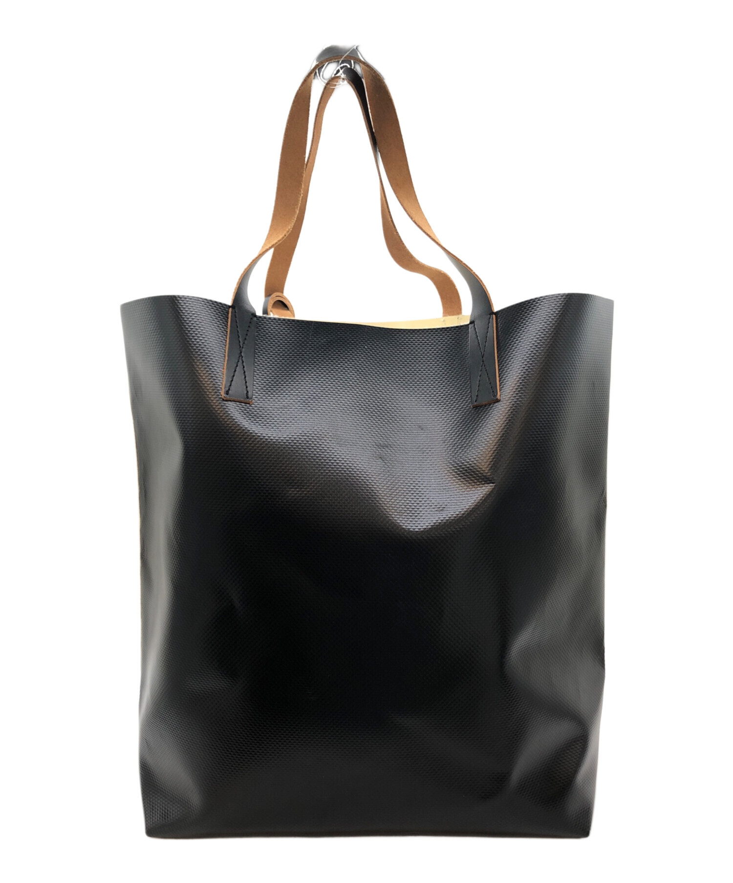 MARNI PVCトートバッグ 中古・古着通販】MARNI (マルニ) PVCトートバッグ ブラック×アイボリー