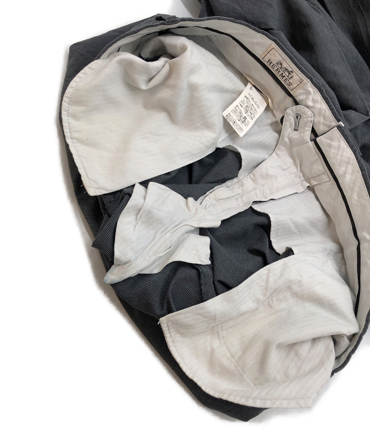 HERMES グレー スラックス 毛100% HERMES グレー スラックス 毛100% HERMES グレー スラックス 毛100