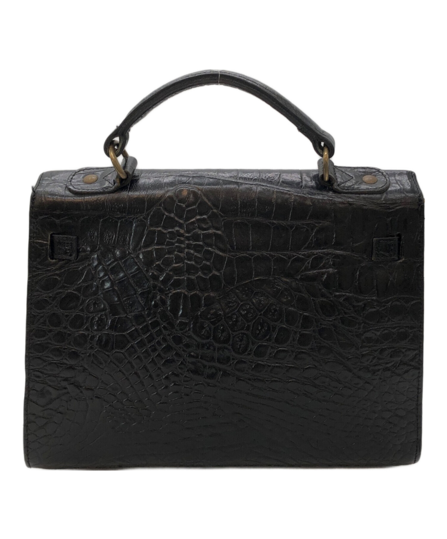 中古・古着通販】MULBERRY (マルベリー) クロコ型押しハンドバッグ