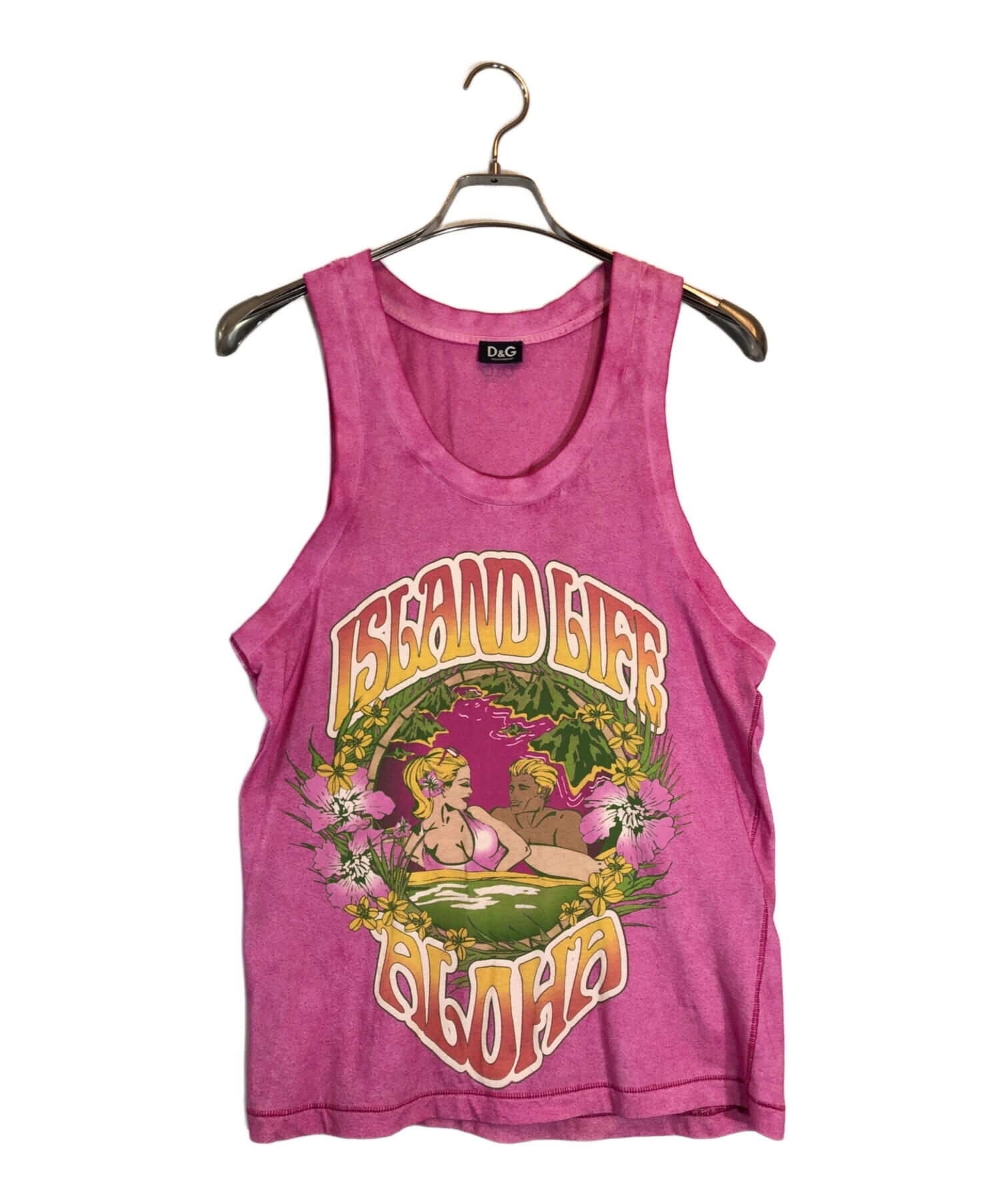 D&G ドルチェ&ガッバーナ ラインストーン タンクトップ XS ピンク 中古・古着通販】DOLCE & GABBANA (ドルチェ＆ガッバーナ) ISLAND LIFE