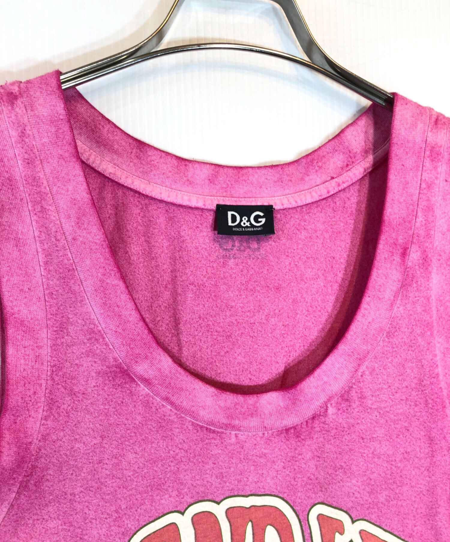 D&G ドルチェ&ガッバーナ ラインストーン タンクトップ XS ピンク 中古・古着通販】DOLCE & GABBANA (ドルチェ＆ガッバーナ) ISLAND LIFE