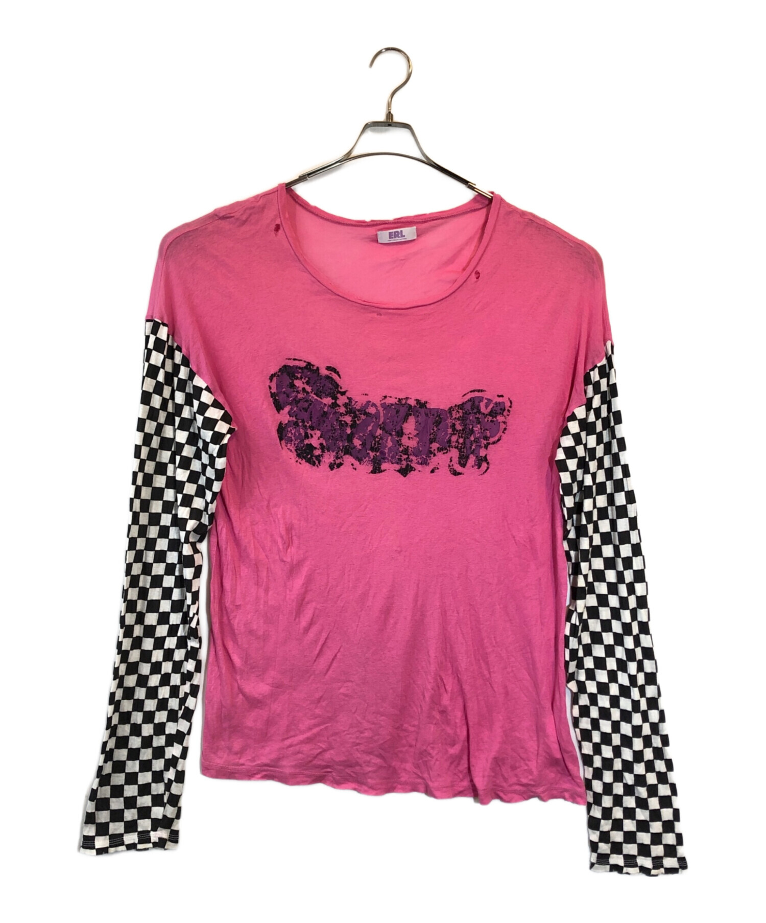 ERL イーアールエル Tシャツ・カットソー レディース 【古着】【中古】 中古・古着通販】ERL (イーアールエル) distressed-finish cotton T