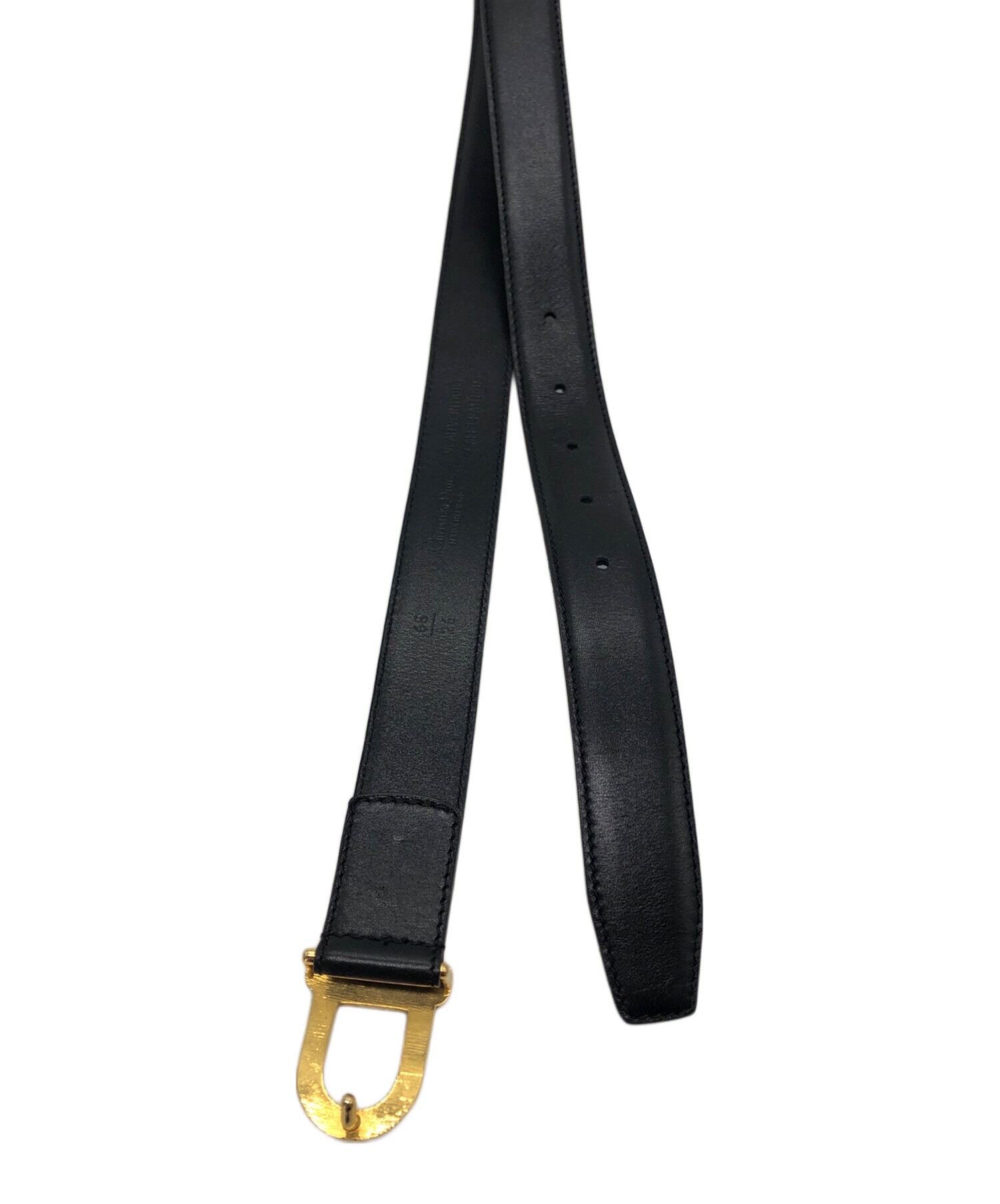 クリスチャンディオール レザーベルト 100CM ブラック 中古・古着通販】Christian Dior (クリスチャン ディオール) カーフ