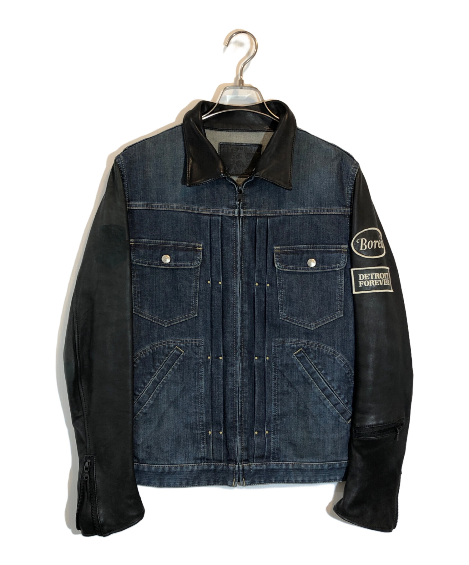 HYSTERIC GLAMOUR レザースリーブ デニムジャケット F 中古・古着通販】Hysteric Glamour (ヒステリックグラマー) レザー切替