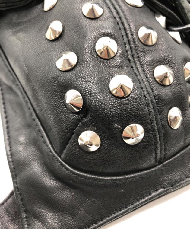 希少 Yasuyuki Ishii スタッズ レースアップ レザーボディバッグ 中古・古着通販】Yasuyuki Ishii (ヤスユキイシイ) スタッズ付き黒