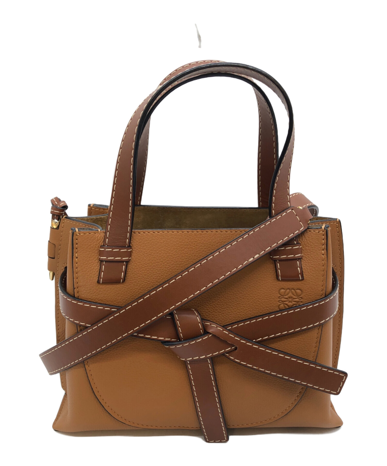 中古・古着通販】LOEWE (ロエベ) GATE TOP HANDLE MINI BAG ブラウン 