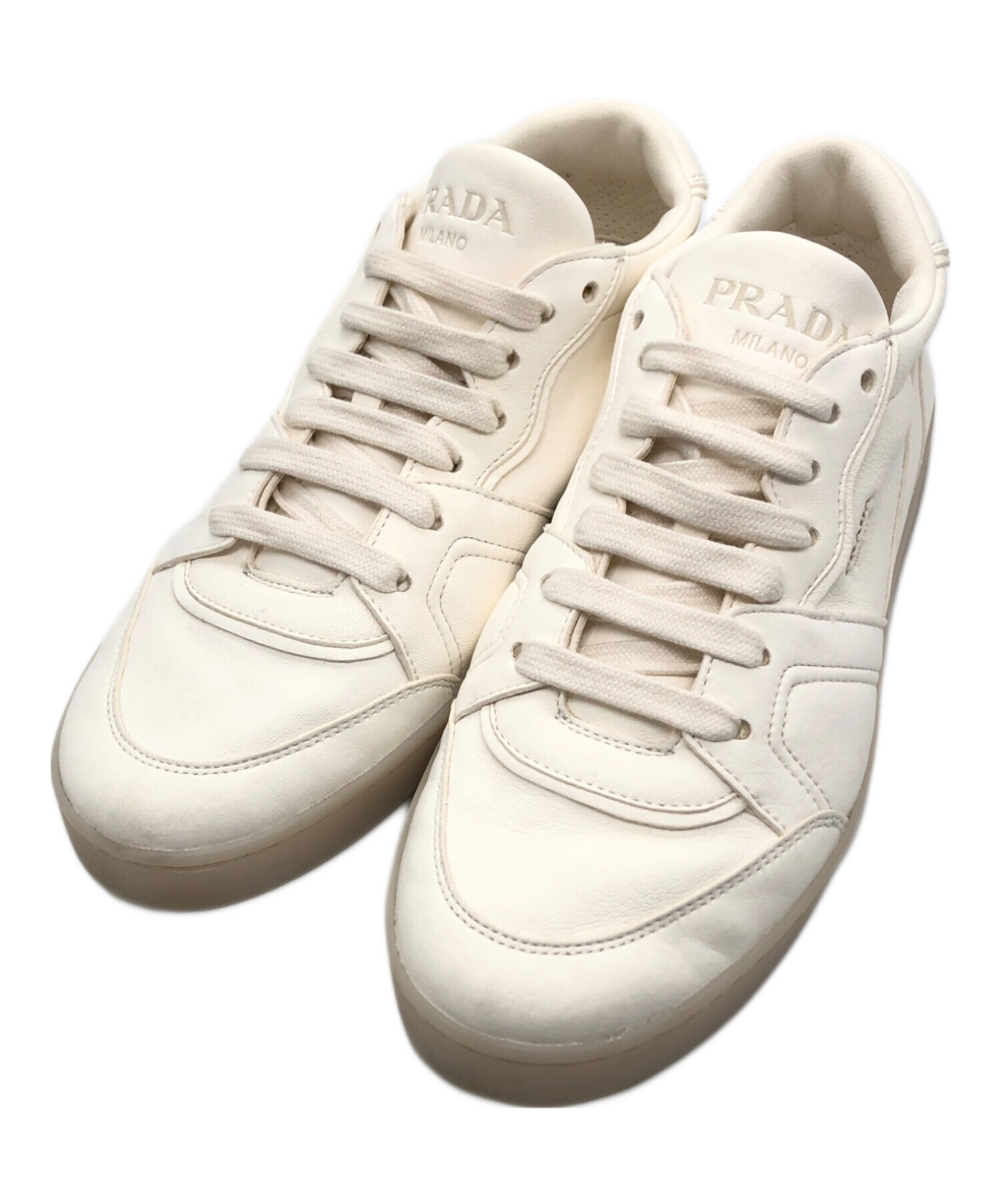 中古・古着通販】PRADA (プラダ) ナッパレザー スニーカー ホワイト 